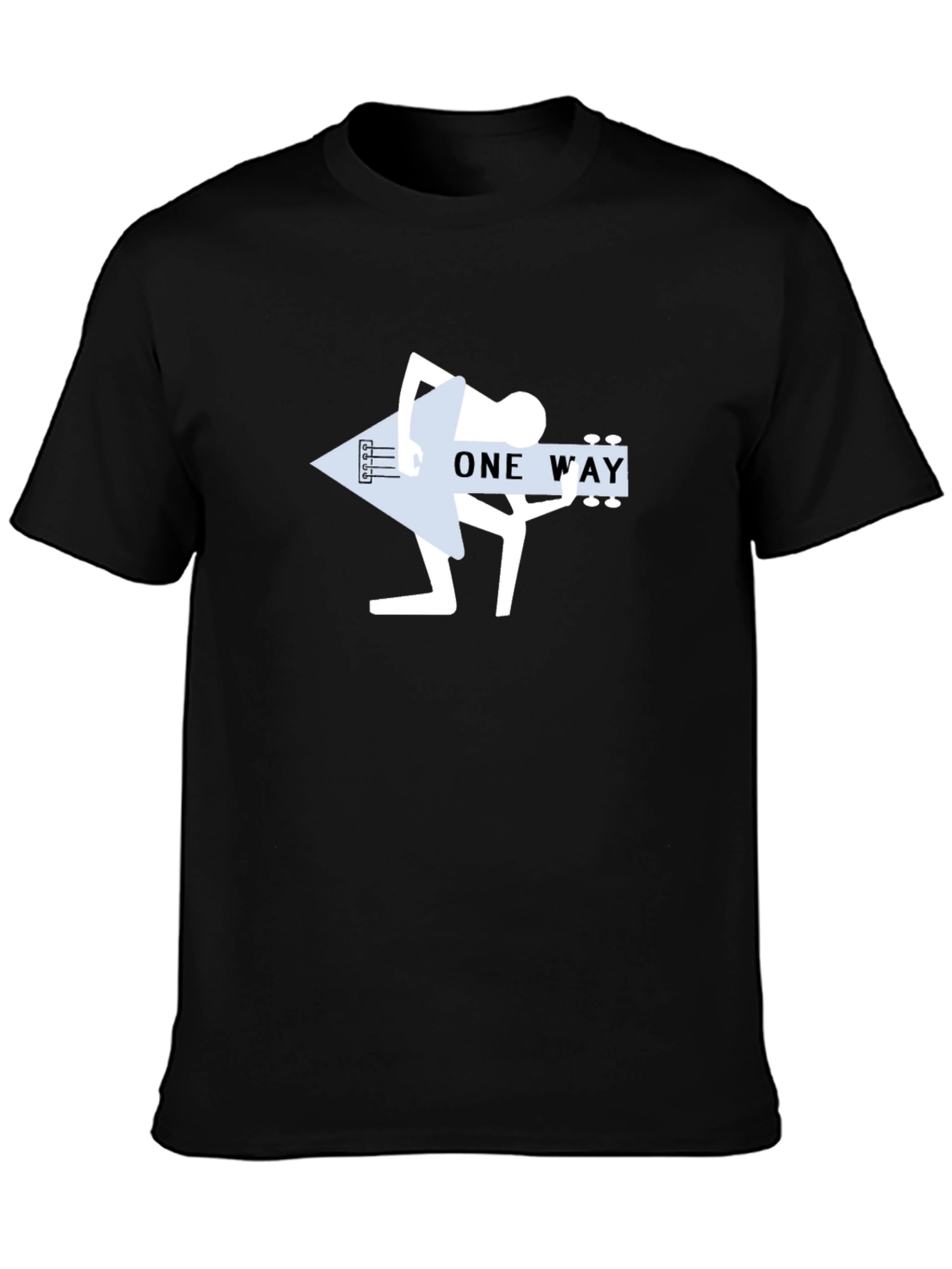 One Way Guitar Player Black T-Shirt
