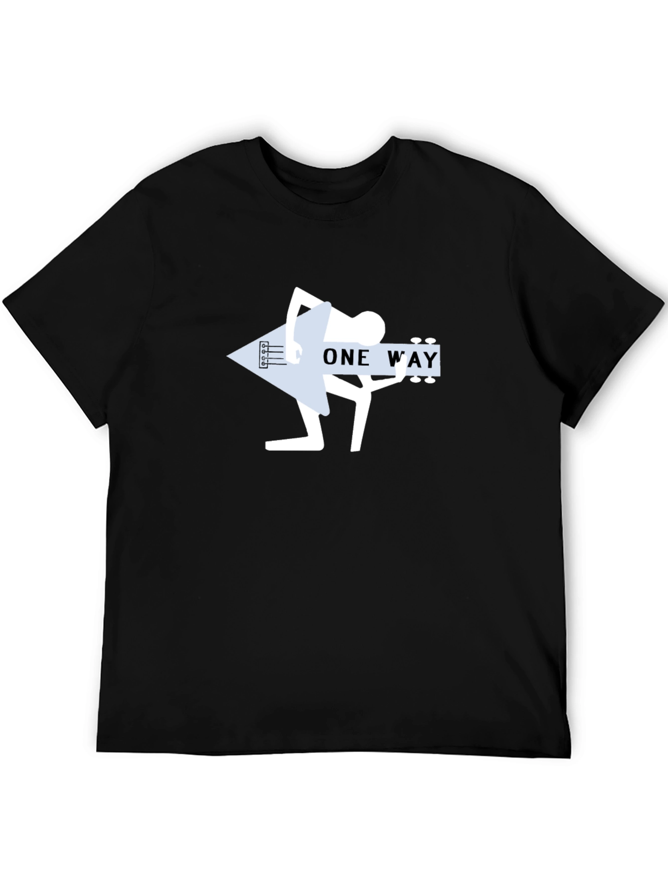 One Way Guitar Player Black T-Shirt