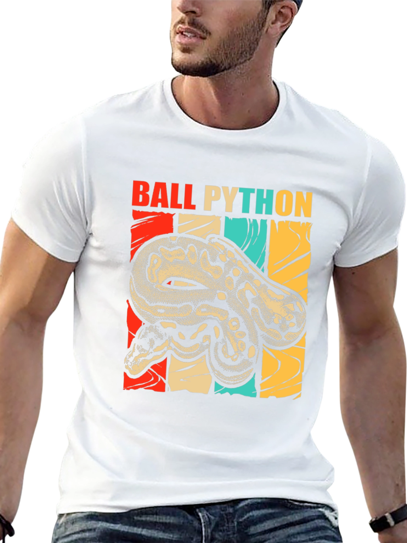 Ball Python Graphic Tee - Retro Snake Lover T-Shirt