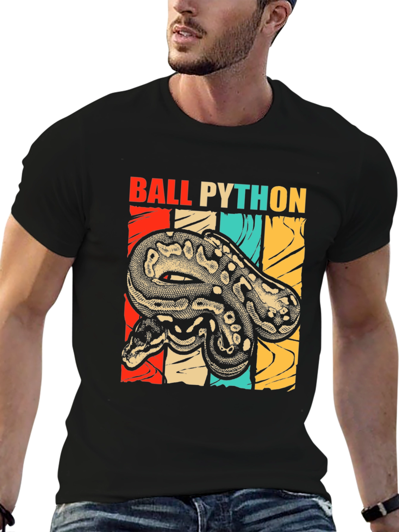 Ball Python Graphic Tee - Retro Snake Lover T-Shirt