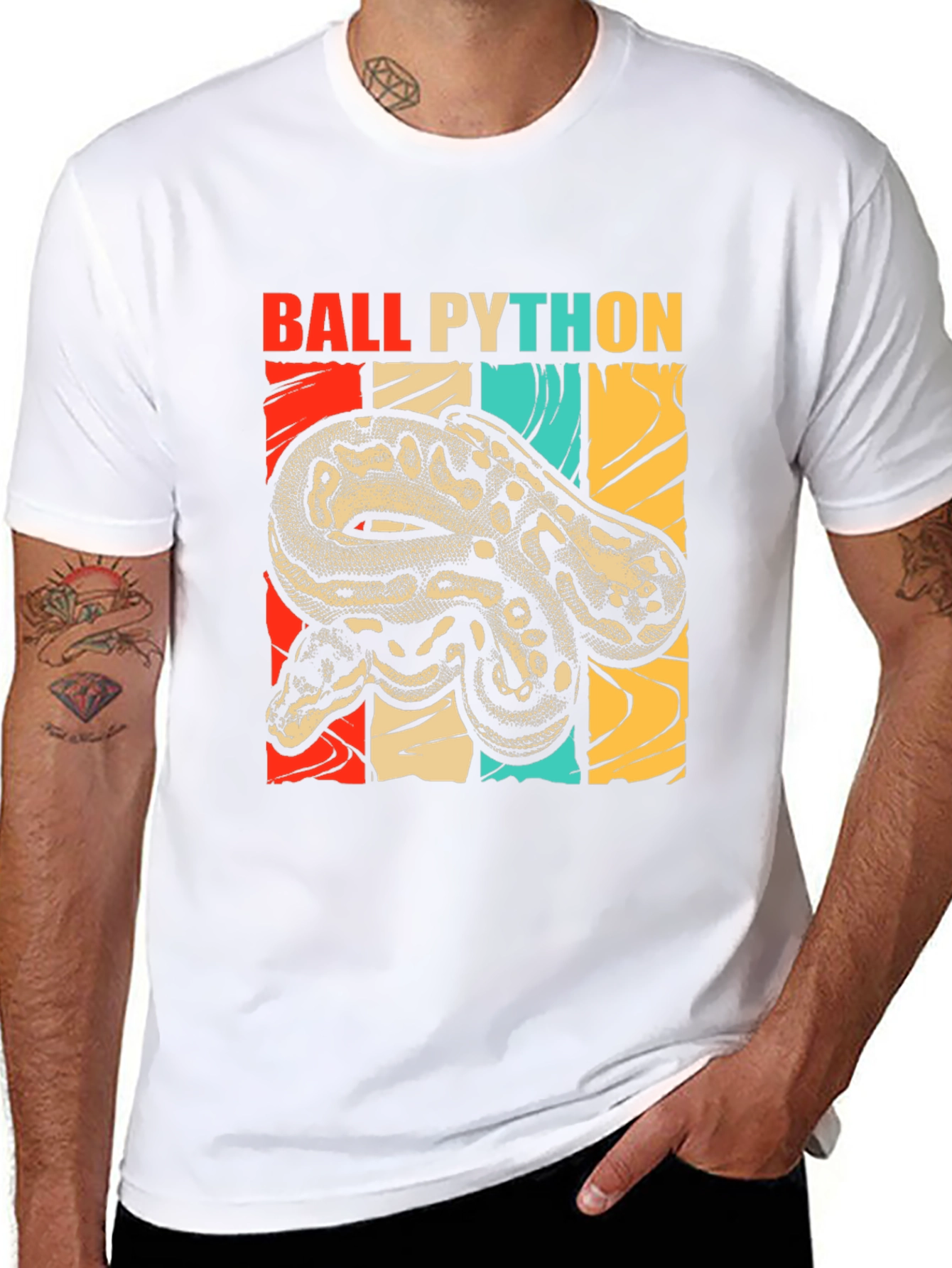 Ball Python Graphic Tee - Retro Snake Lover T-Shirt