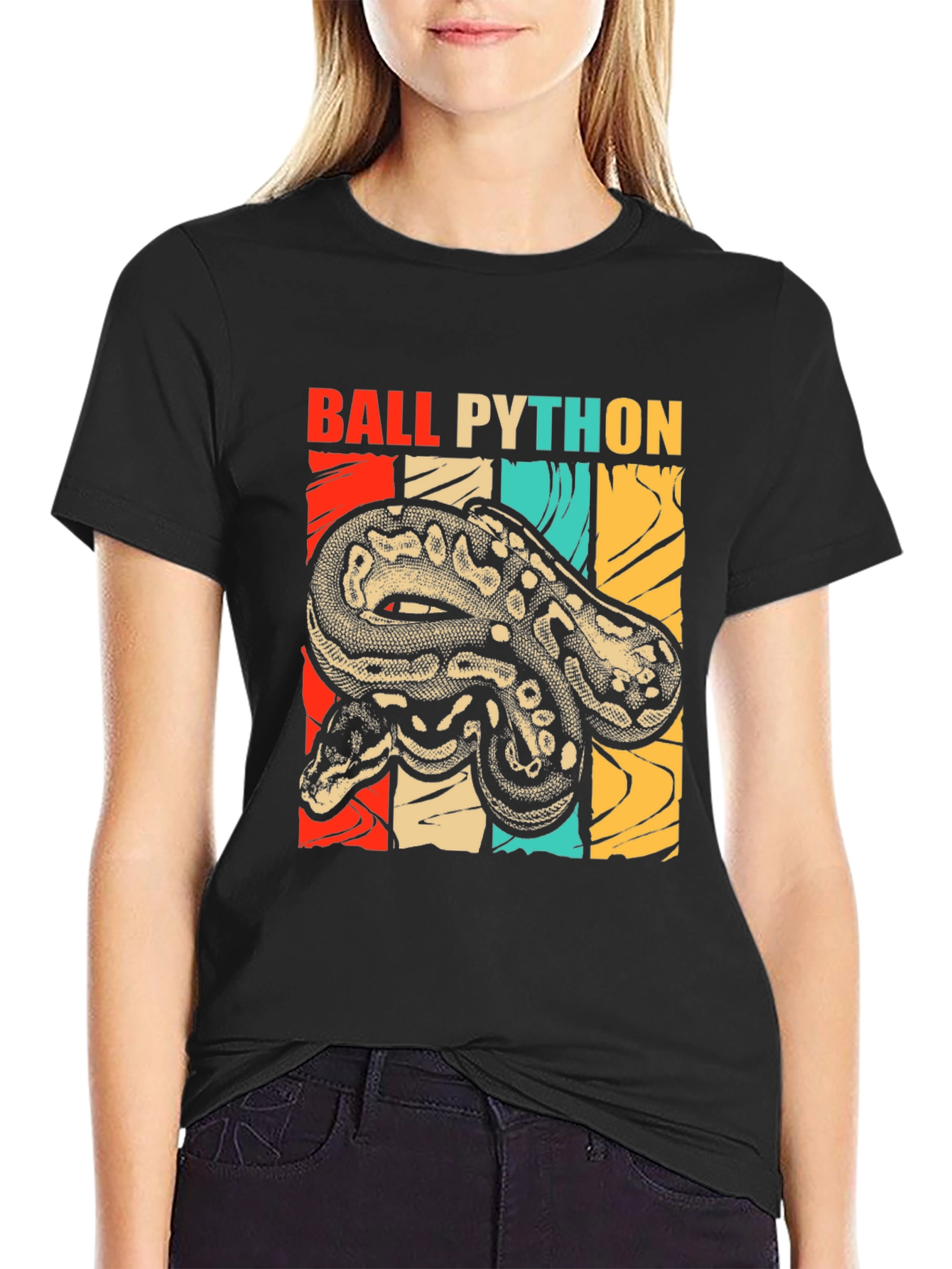 Ball Python Graphic Tee - Retro Snake Lover T-Shirt