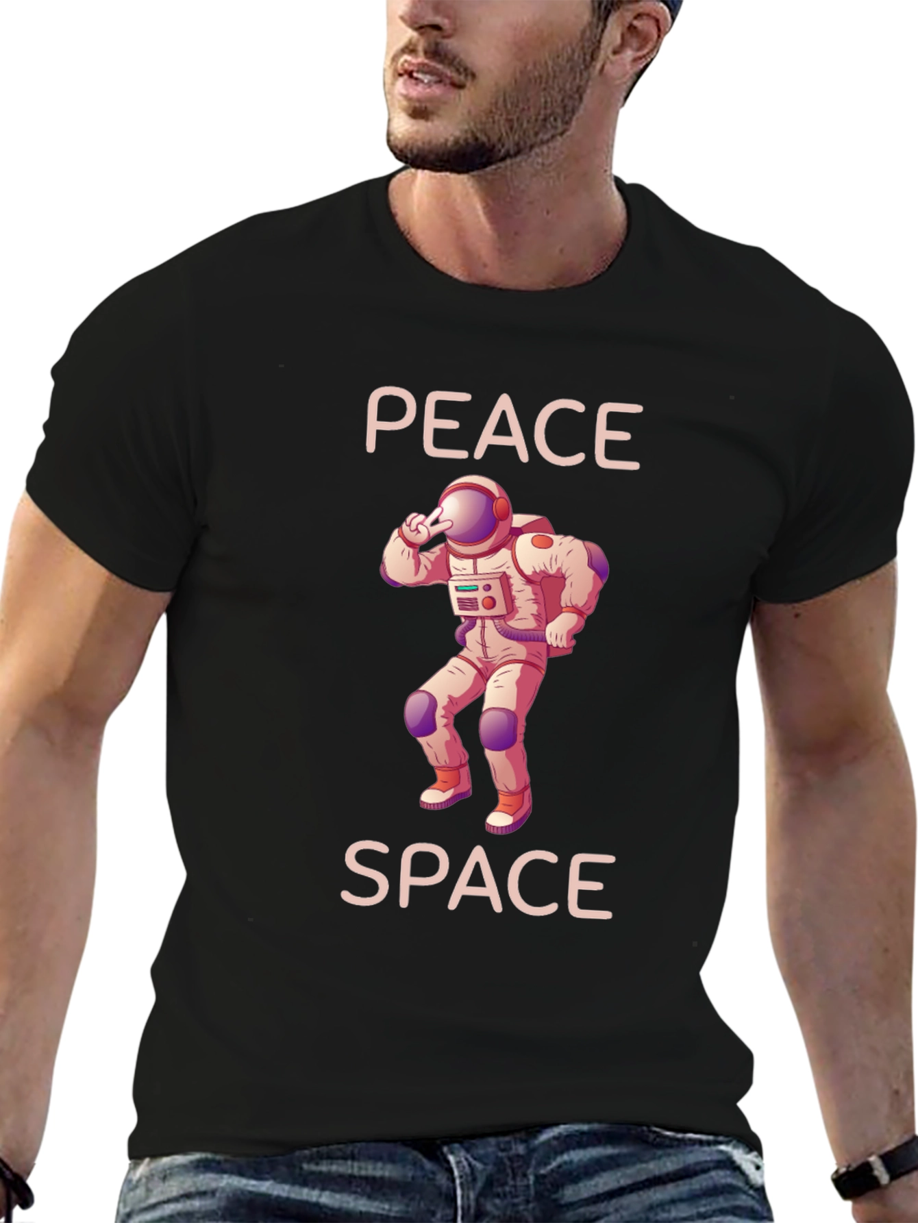 Peace Space Astronaut Graphic T-Shirt