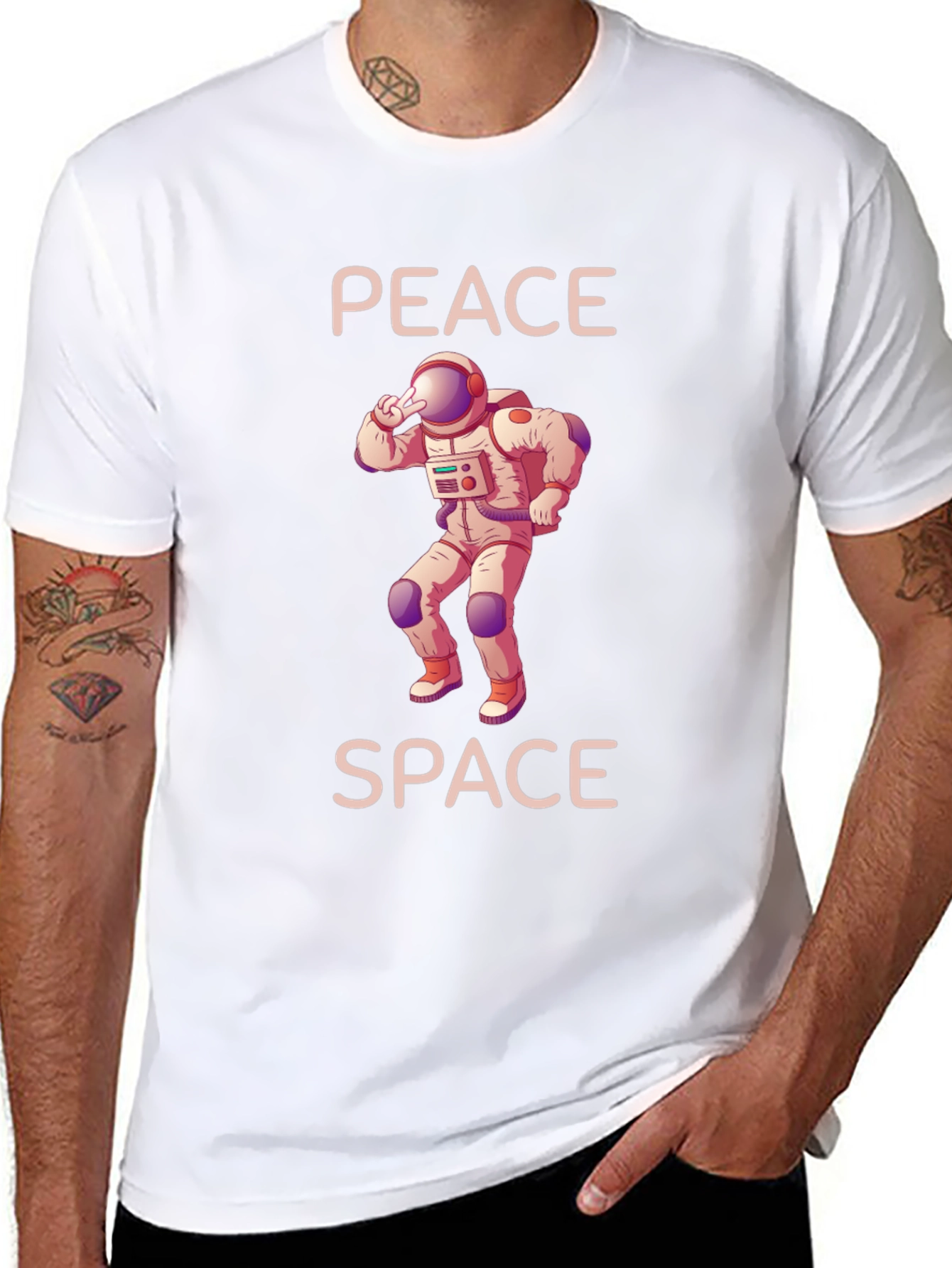Peace Space Astronaut Graphic T-Shirt
