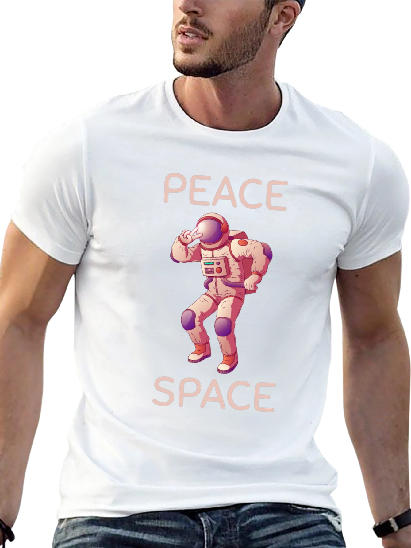 Peace Space Astronaut Graphic T-Shirt