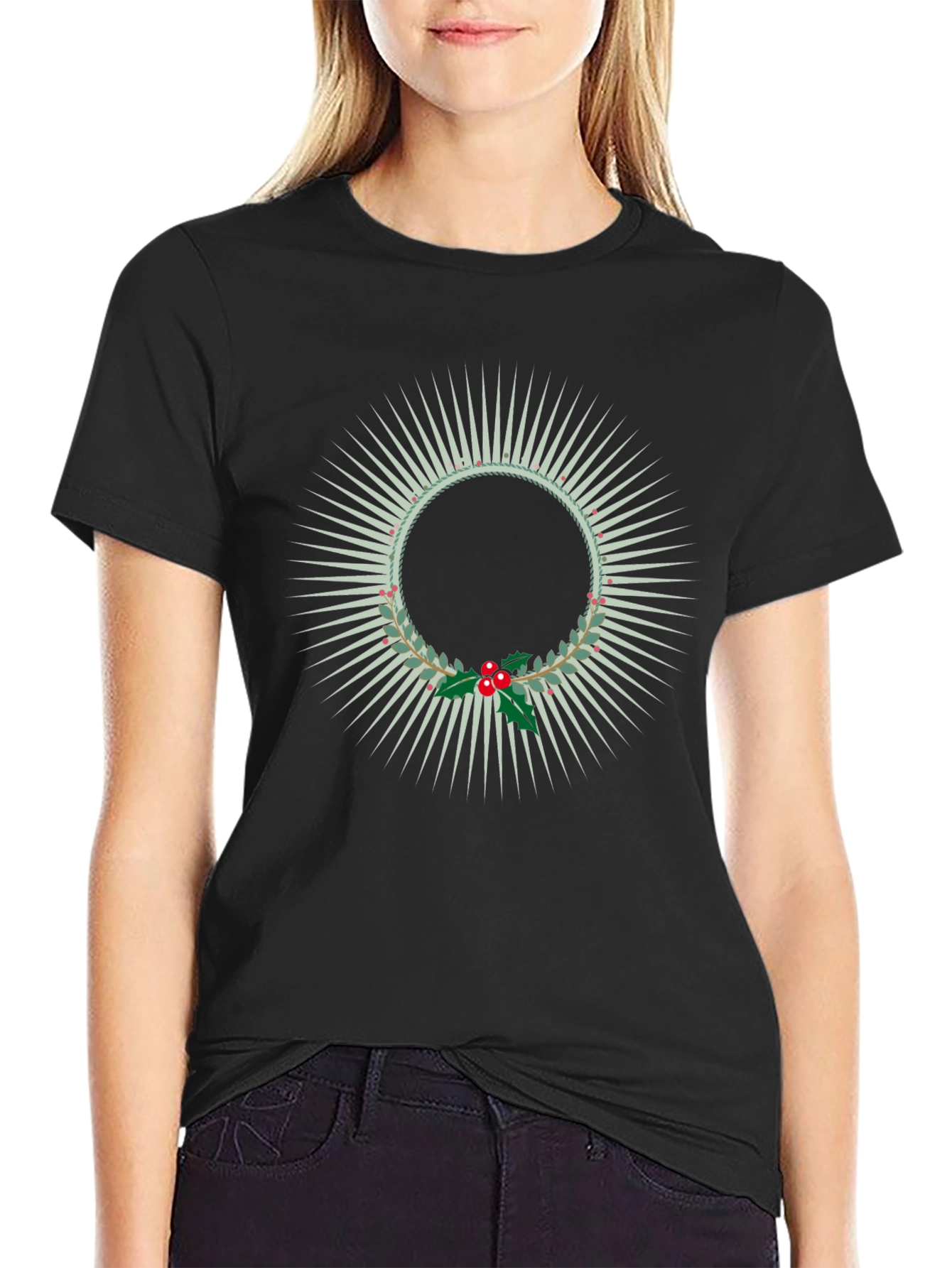 Festive Wreath Graphic Tee - Holiday Style