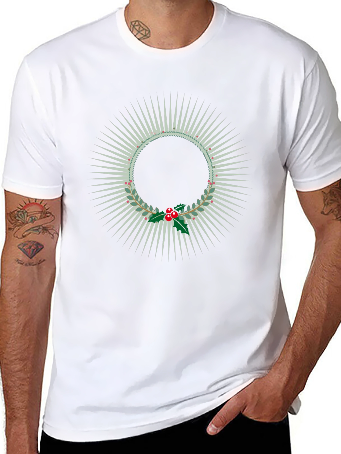 Festive Wreath Graphic Tee - Holiday Style