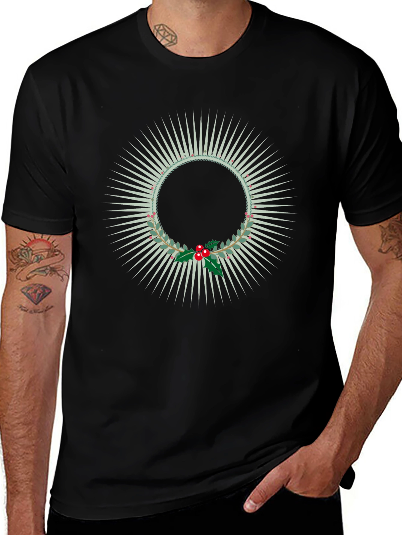 Festive Wreath Graphic Tee - Holiday Style