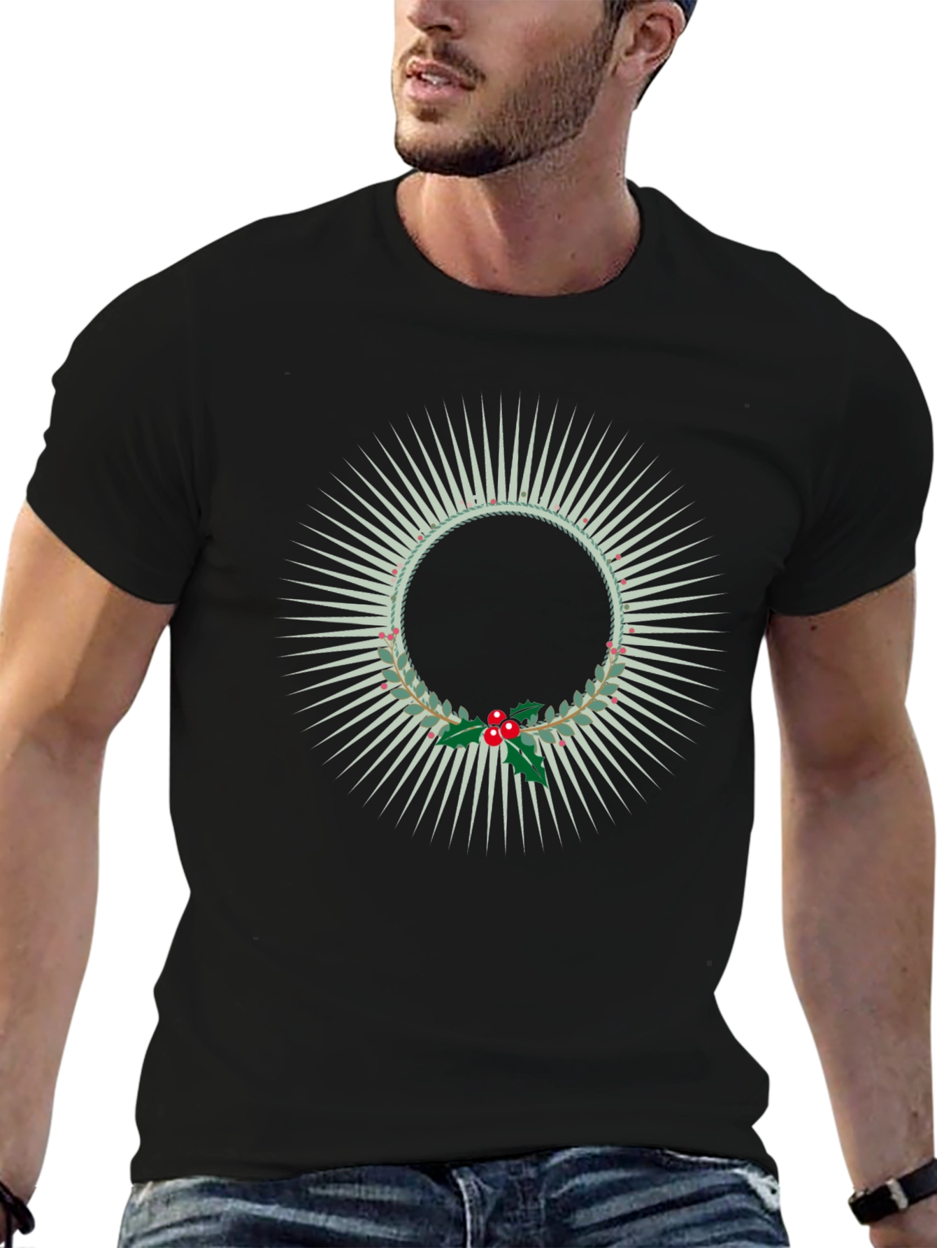 Festive Wreath Graphic Tee - Holiday Style