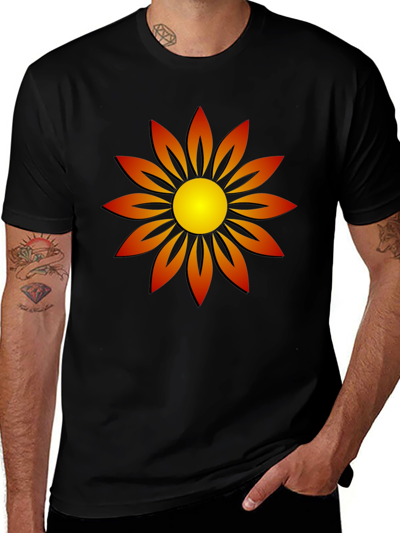 Sunflower Graphic T-Shirt Black Cotton Tee