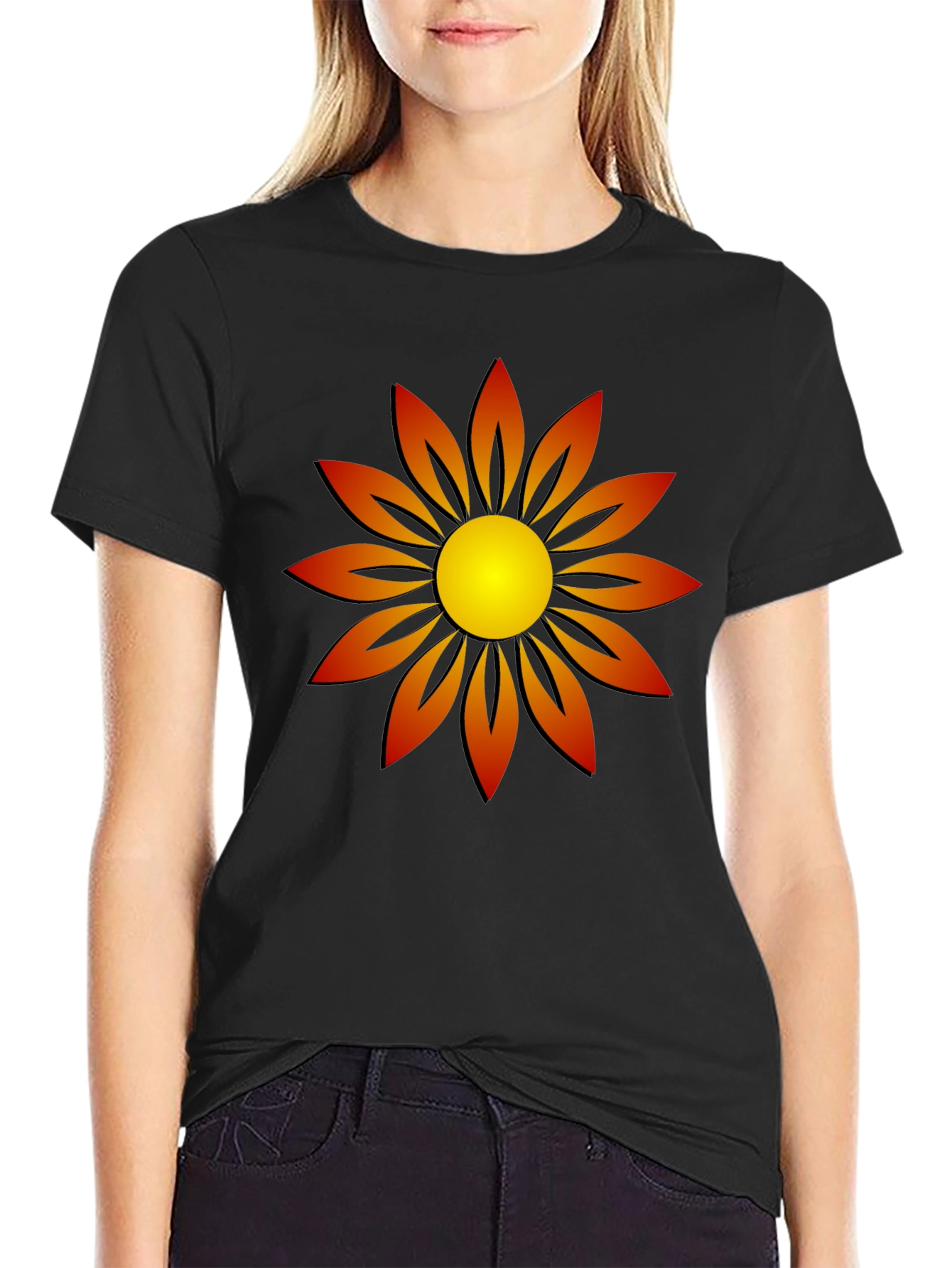 Sunflower Graphic T-Shirt Black Cotton Tee