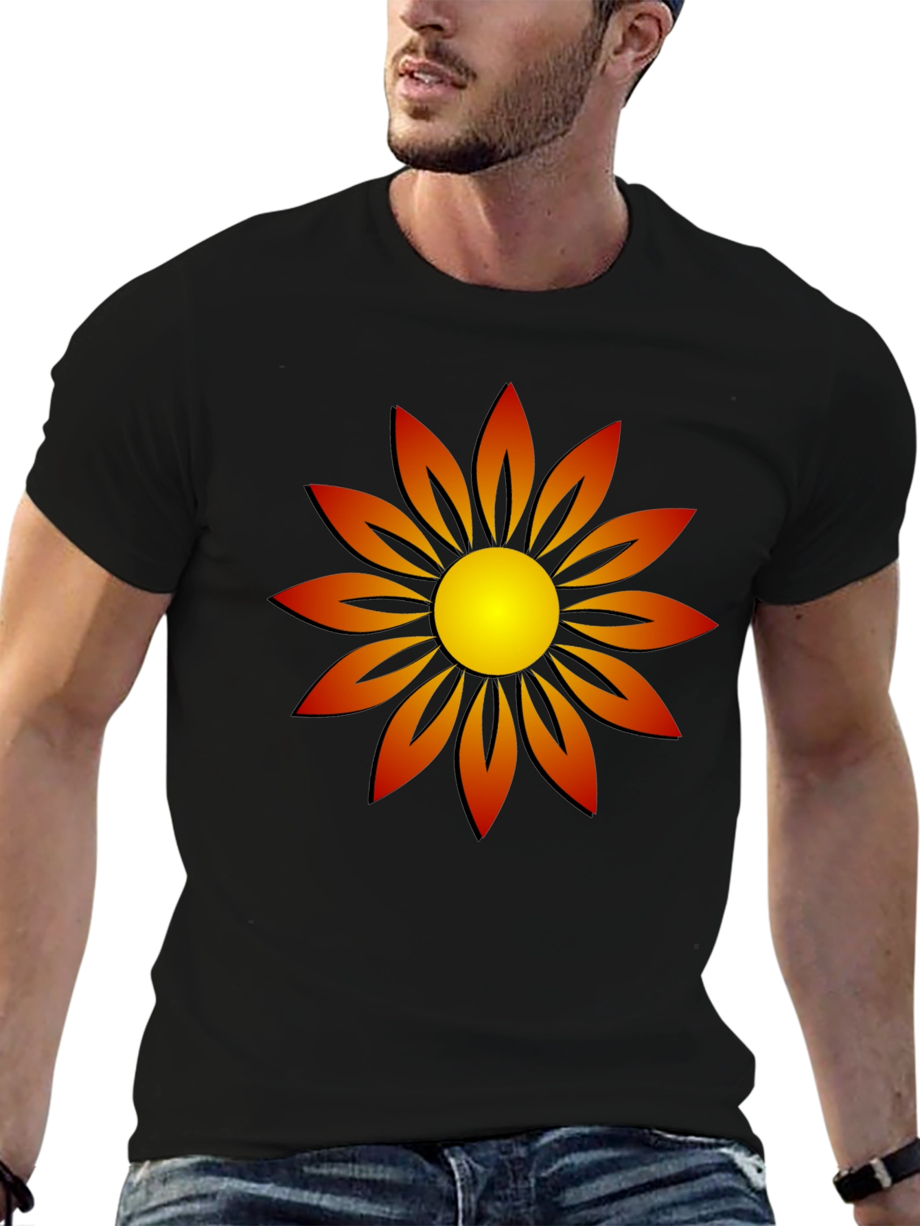 Sunflower Graphic T-Shirt Black Cotton Tee
