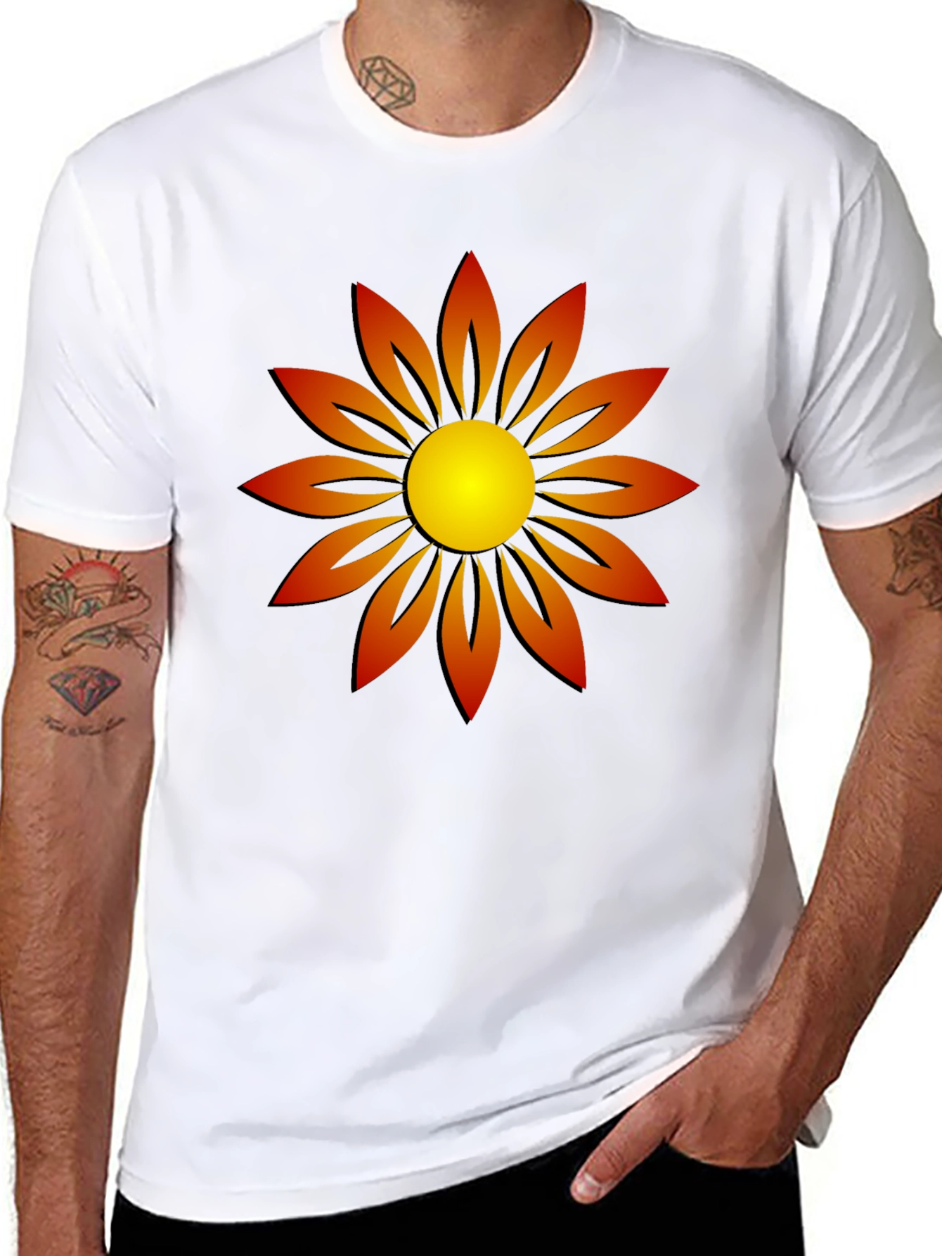 Sunflower Graphic T-Shirt Black Cotton Tee