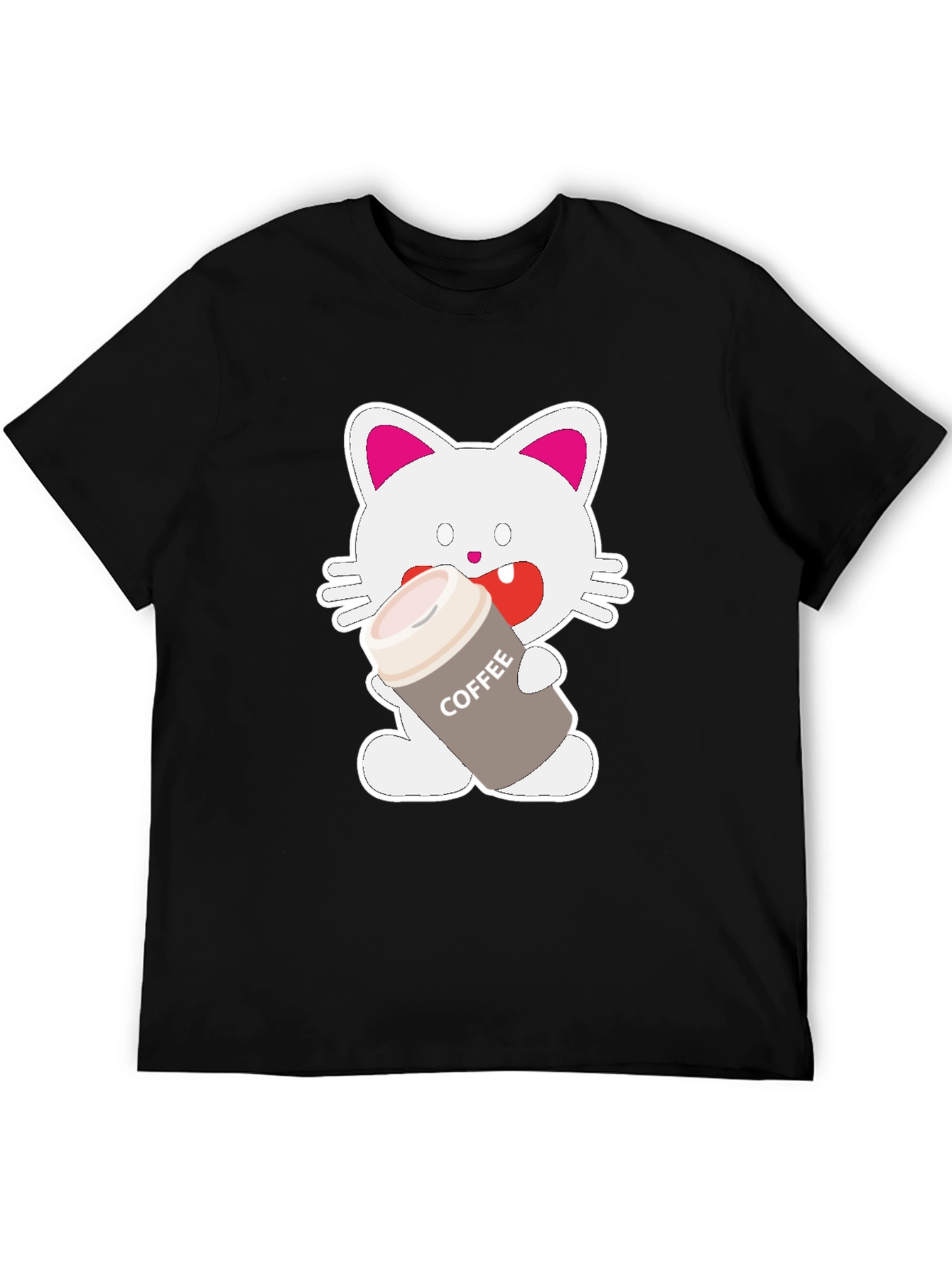 Coffee Cat Graphic T-Shirt - Black Unisex