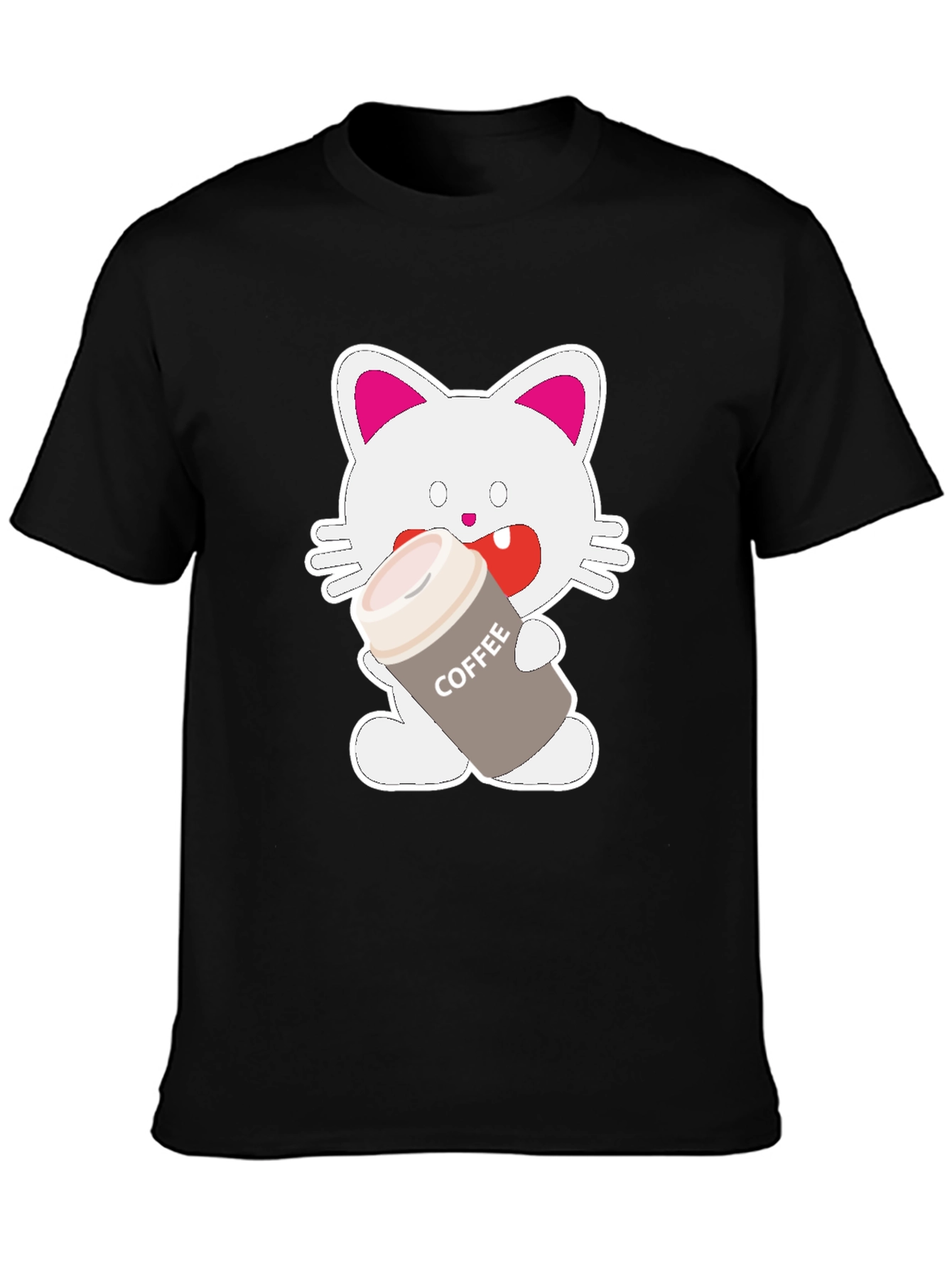 Coffee Cat Graphic T-Shirt - Black Unisex