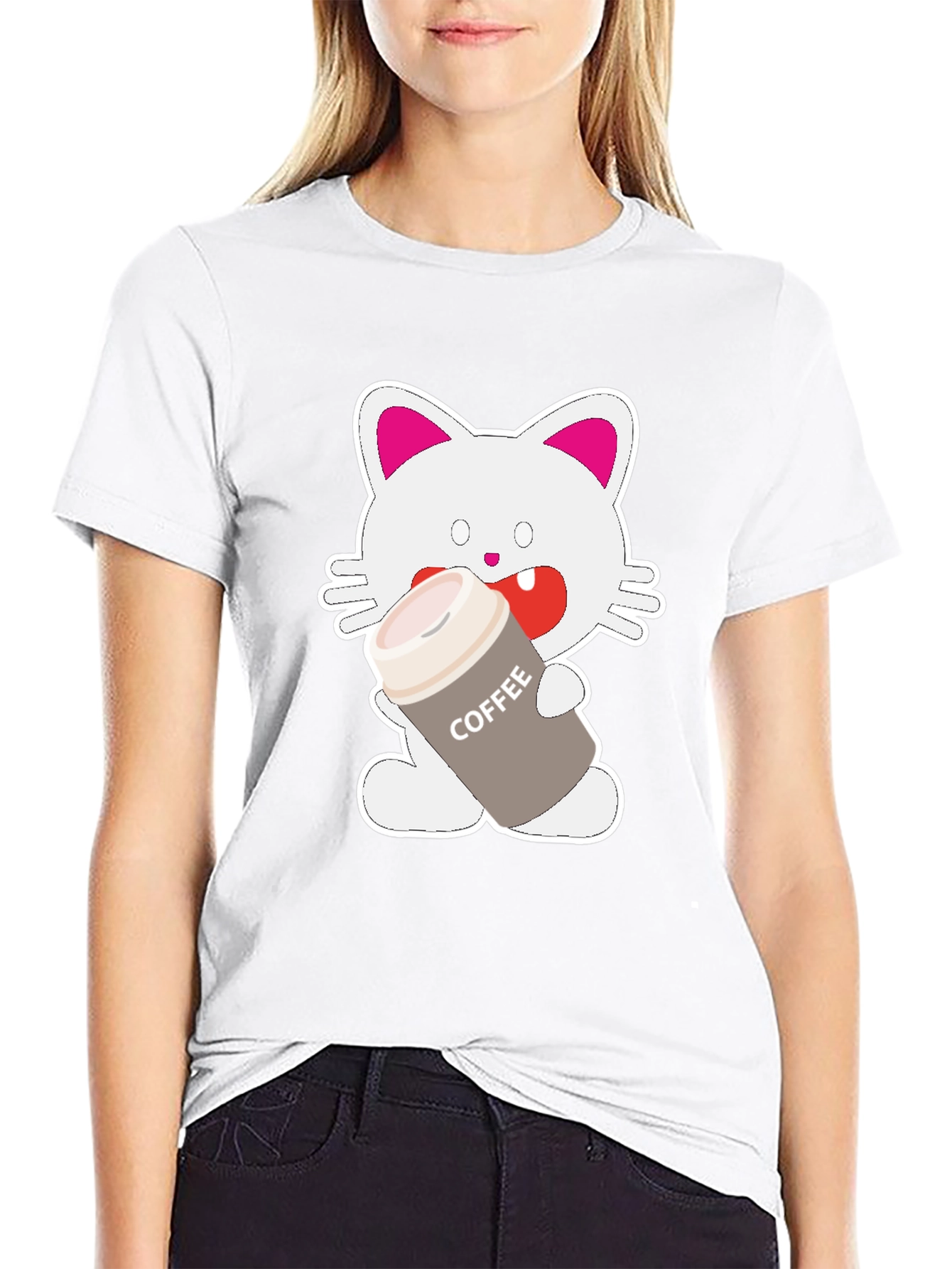 Coffee Cat Graphic T-Shirt - Black Unisex