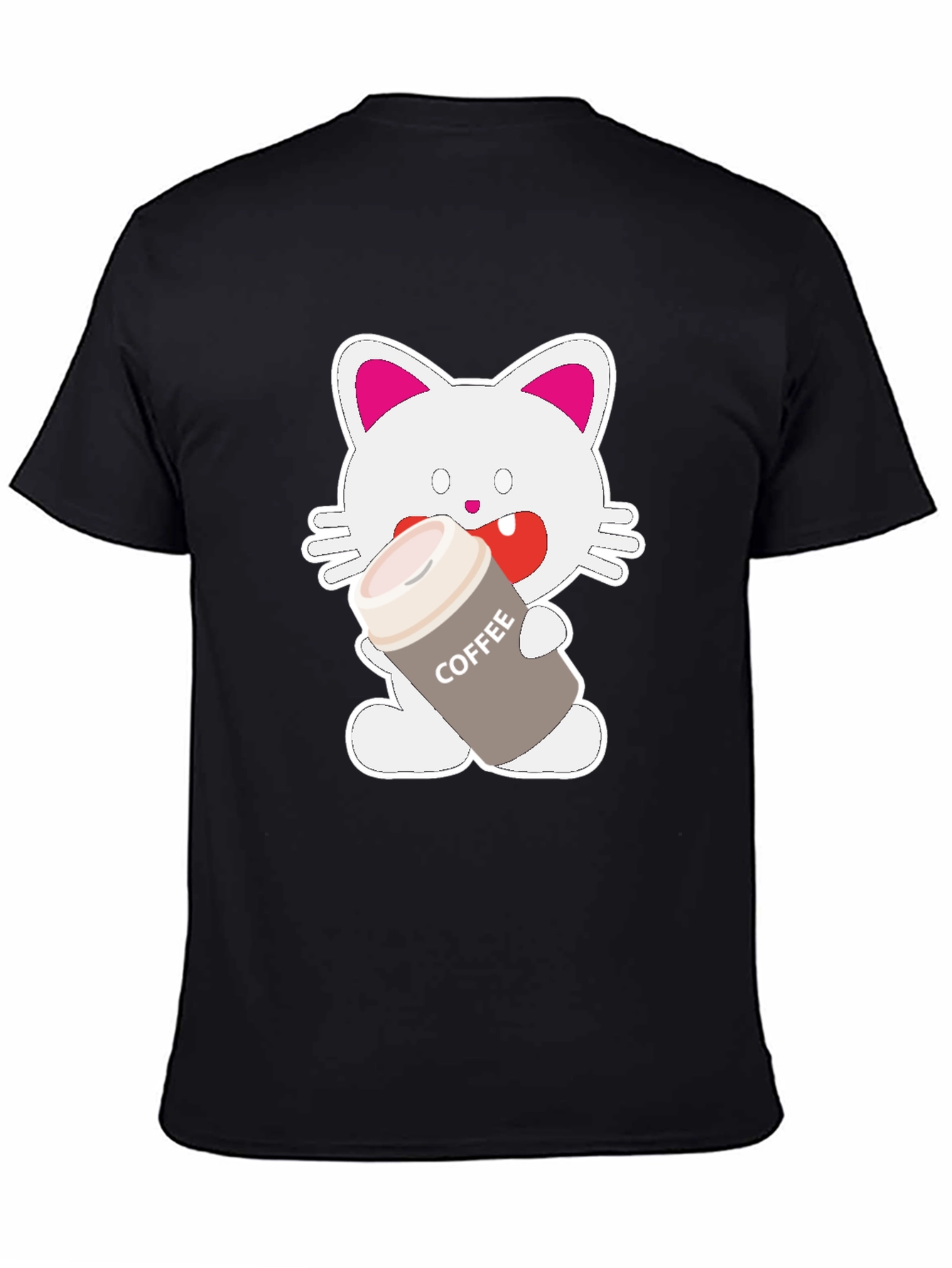 Coffee Cat Graphic T-Shirt - Black Unisex