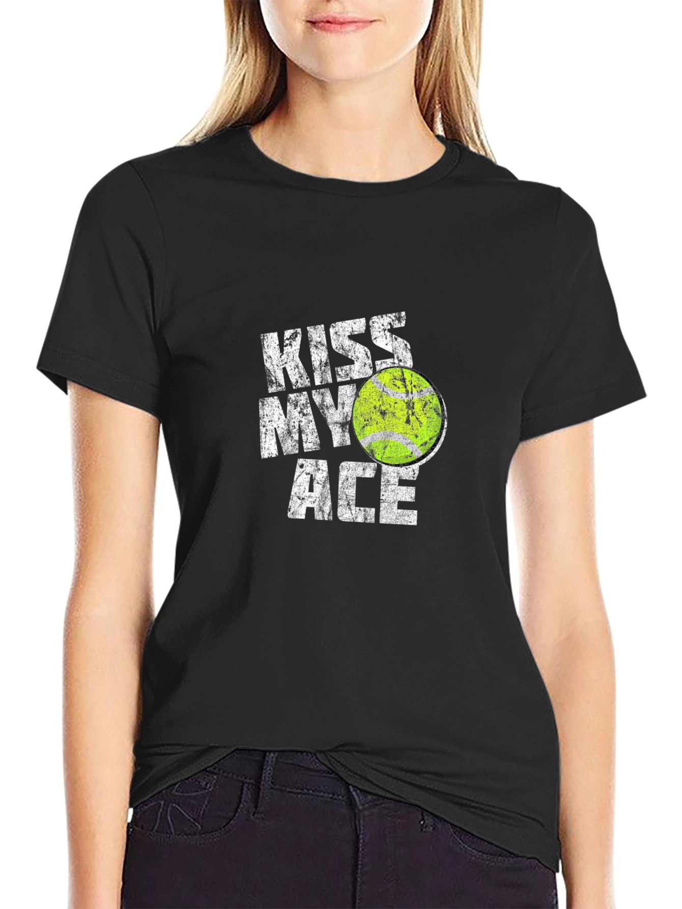 Kiss My Ace Tennis T-Shirt - Black