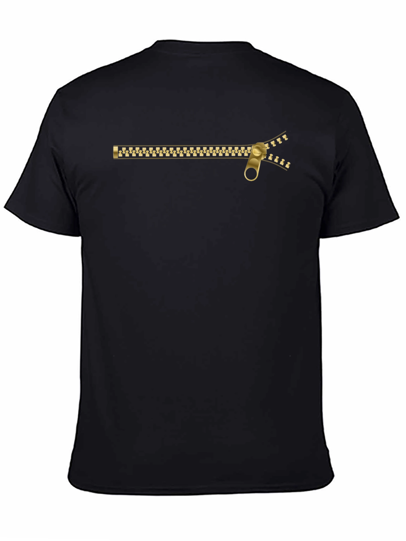 Zipper Graphic Black T-Shirt - Novelty Design Tee
