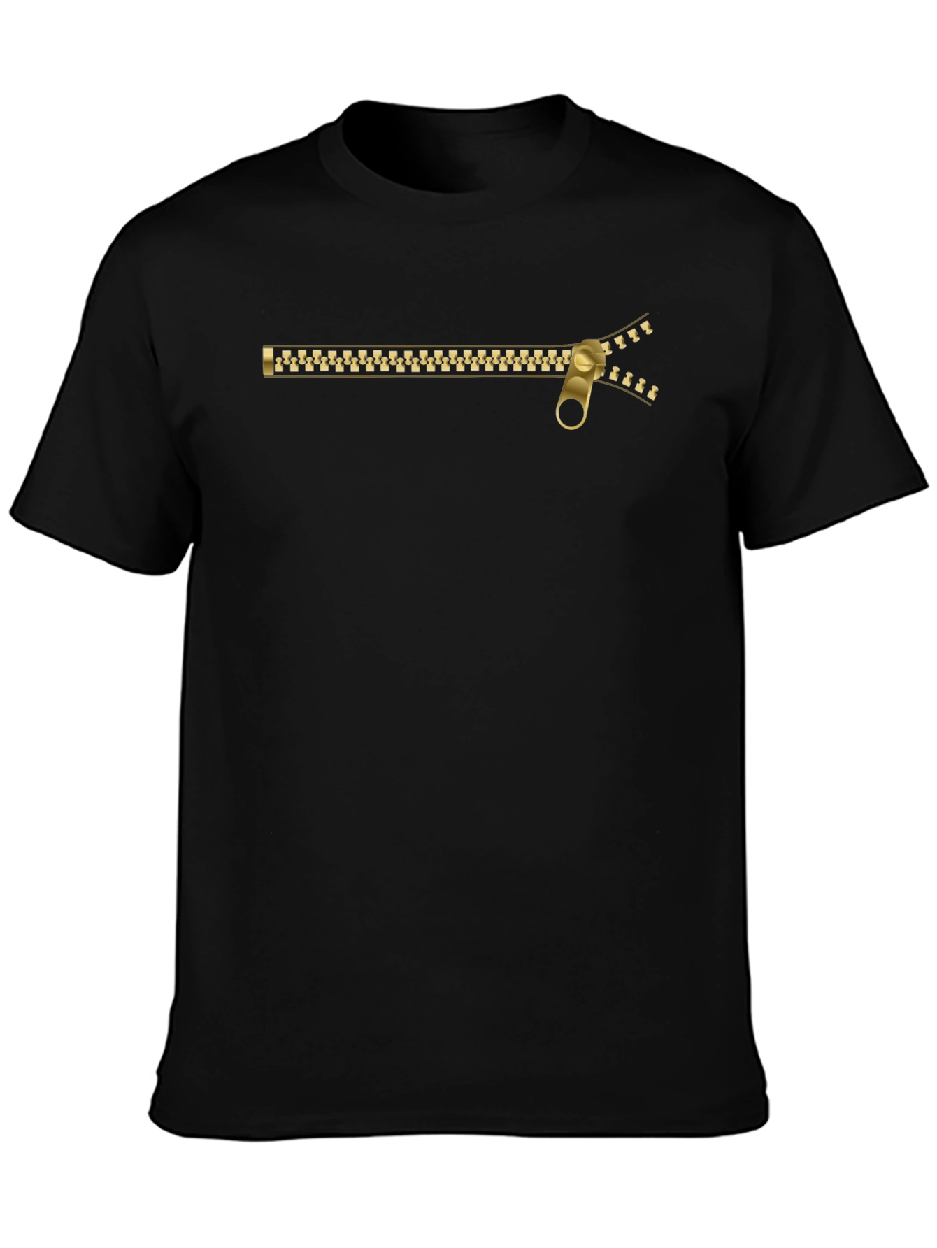 Zipper Graphic Black T-Shirt - Novelty Design Tee