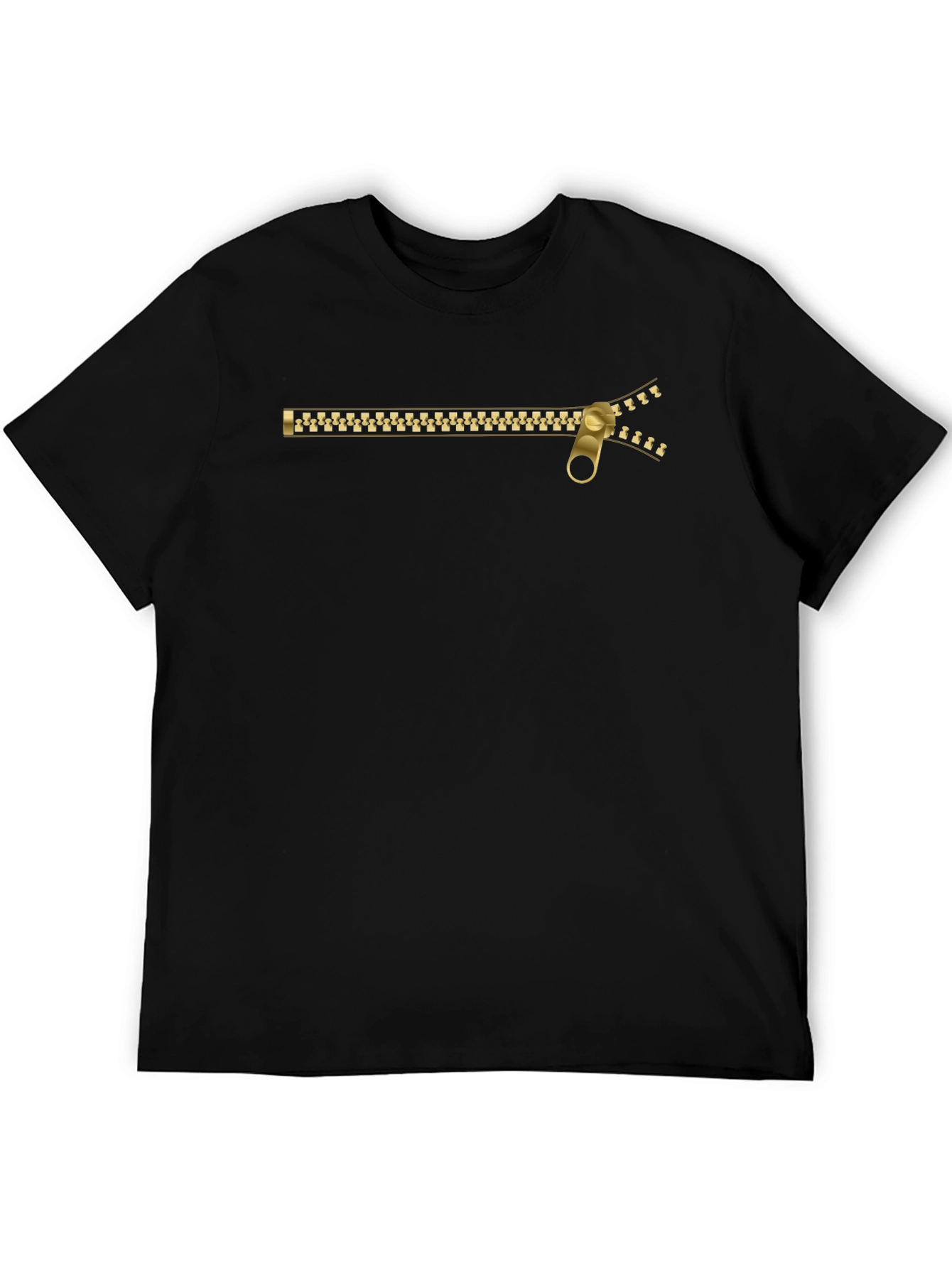 Zipper Graphic Black T-Shirt - Novelty Design Tee