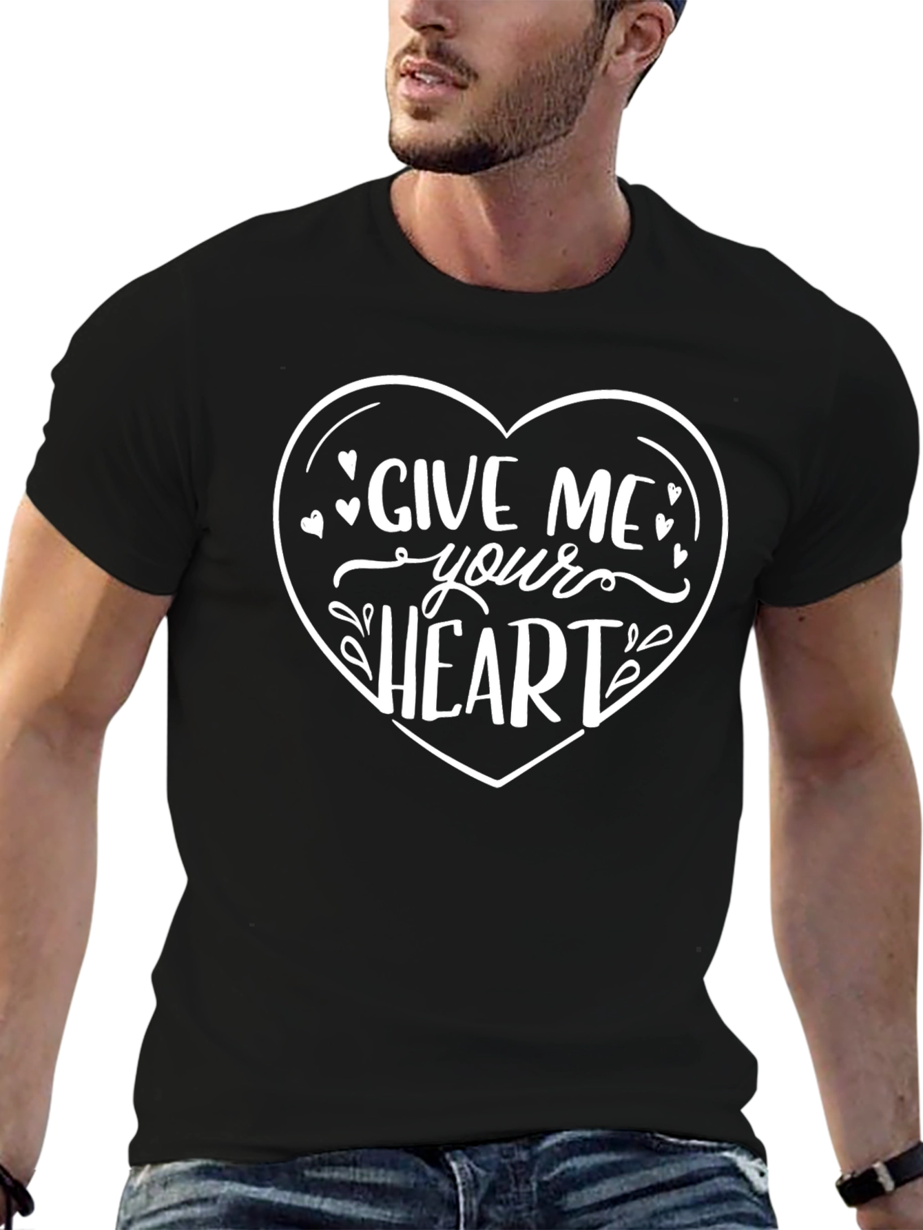 Give Me Your Heart Graphic Tee - Black