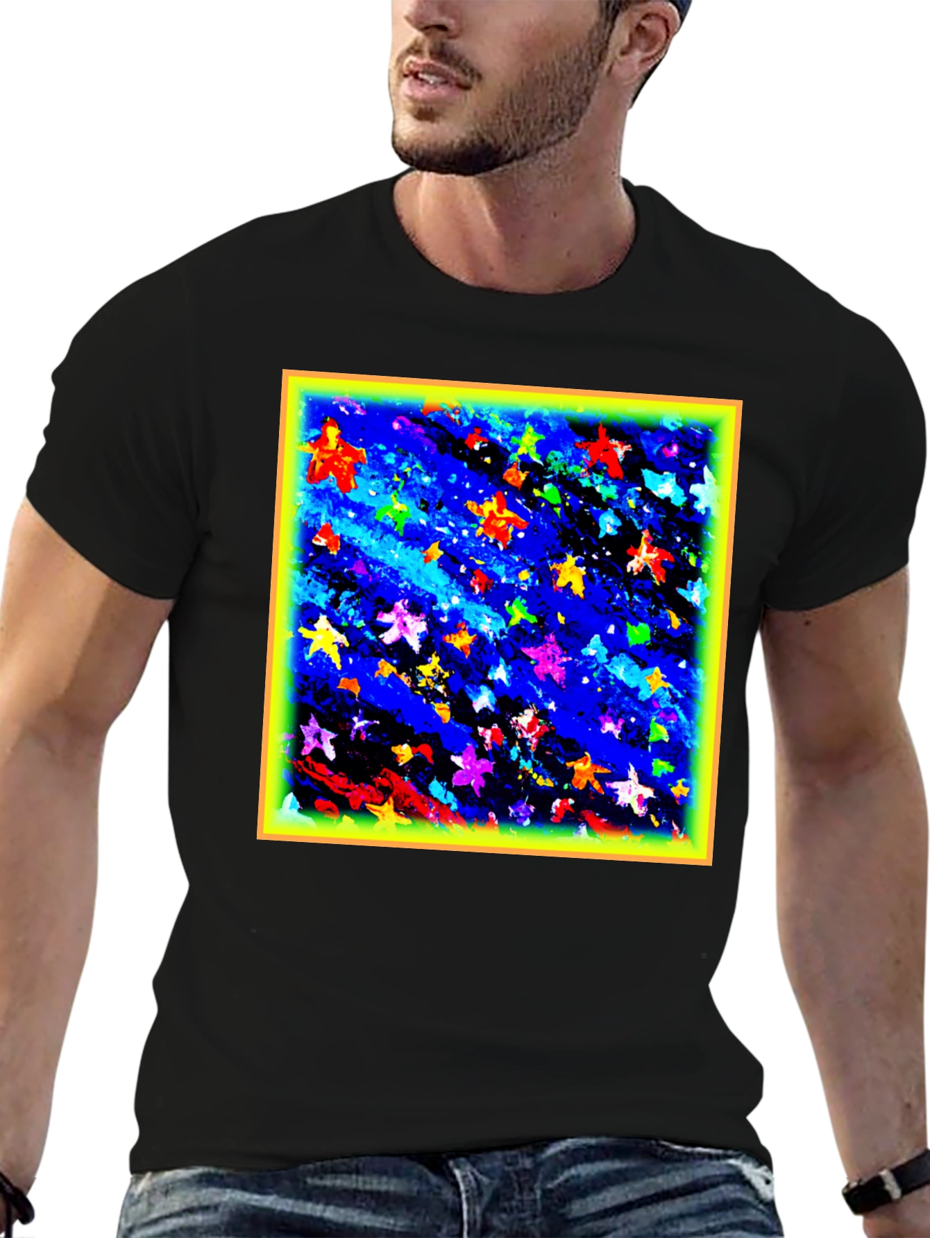 Abstract Stars Black T-Shirt