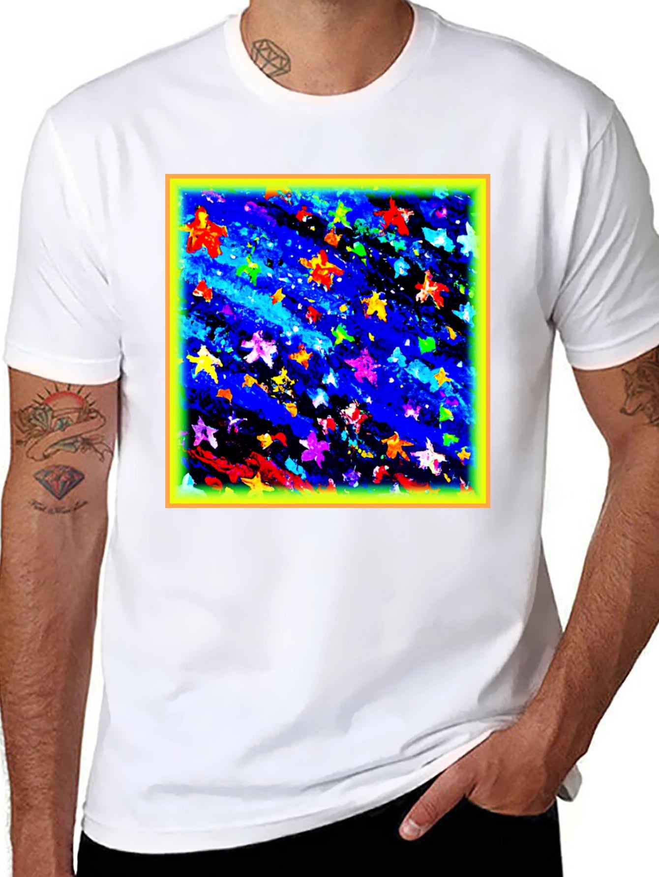 Abstract Stars Black T-Shirt