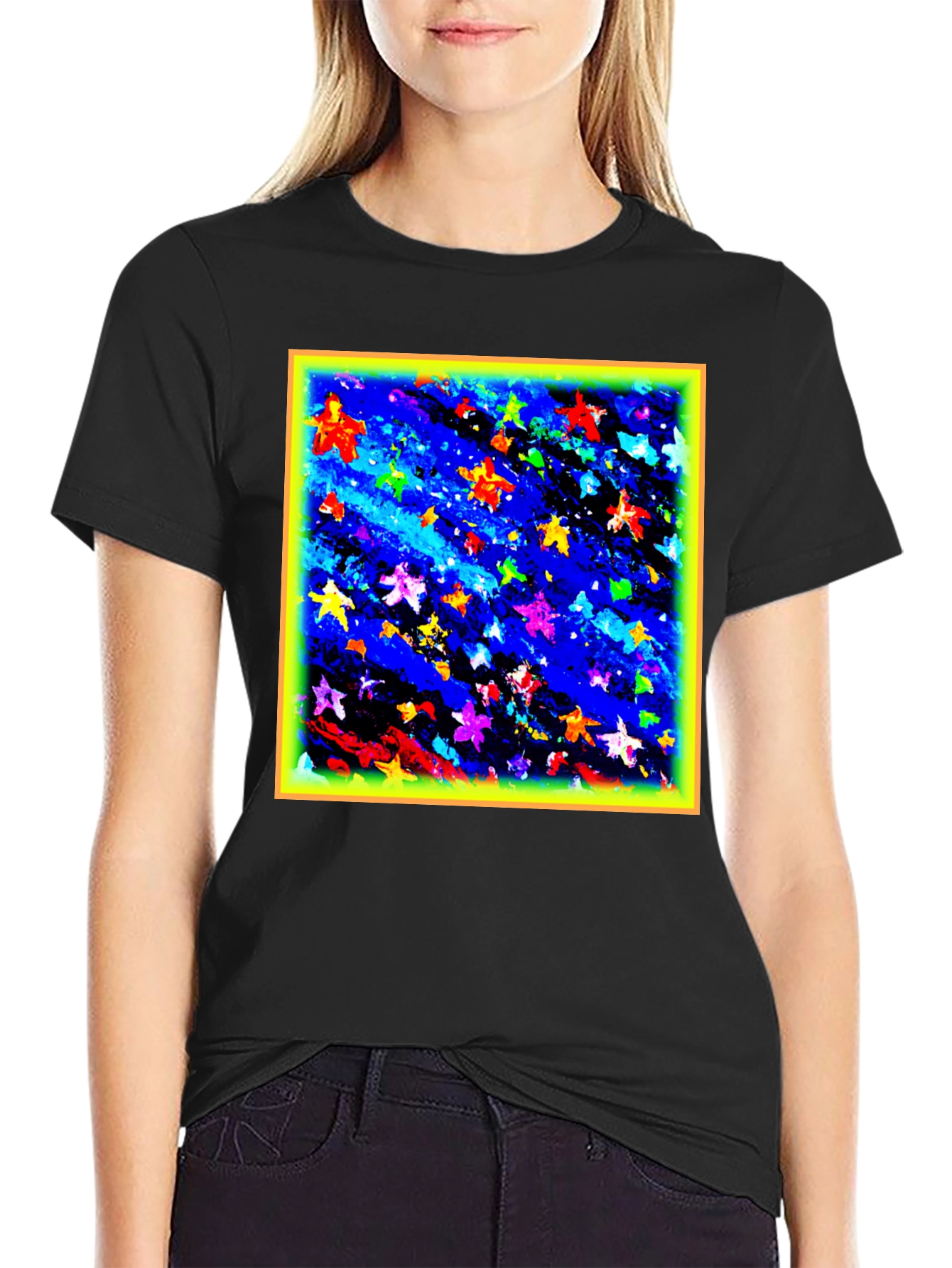 Abstract Stars Black T-Shirt