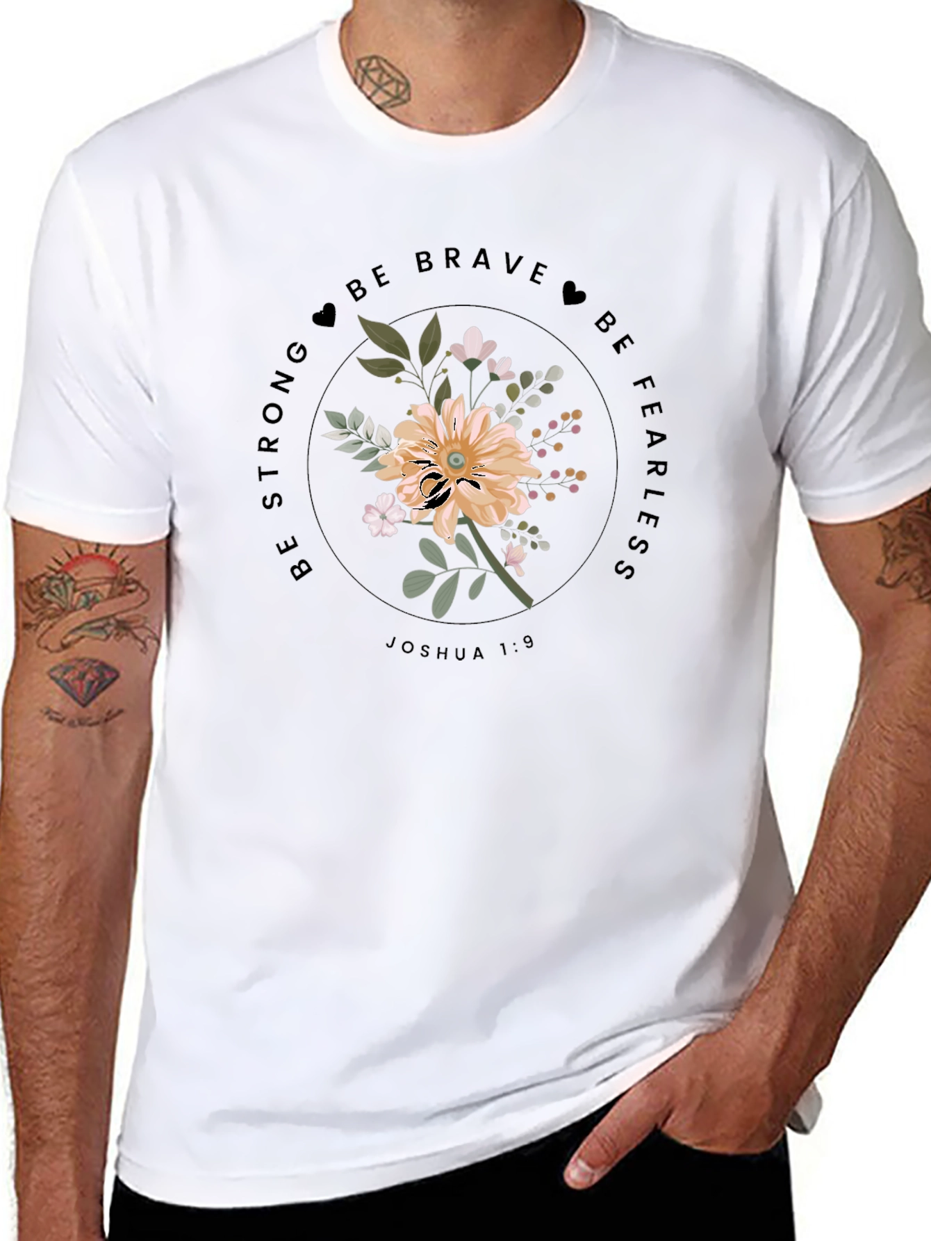 Floral Graphic Tee - Be Strong & Fearless