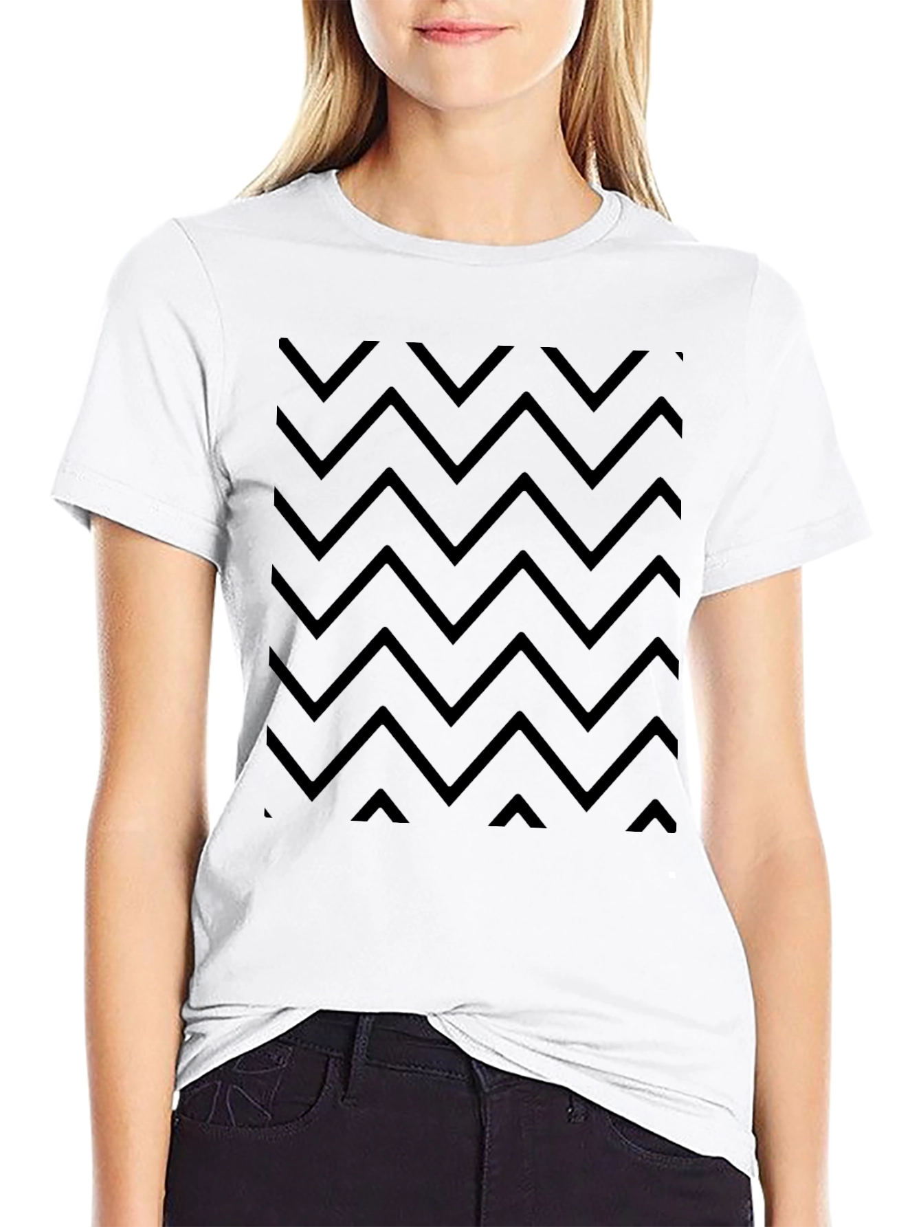 Chevron Pattern Tee - Mens Casual Black Shirt