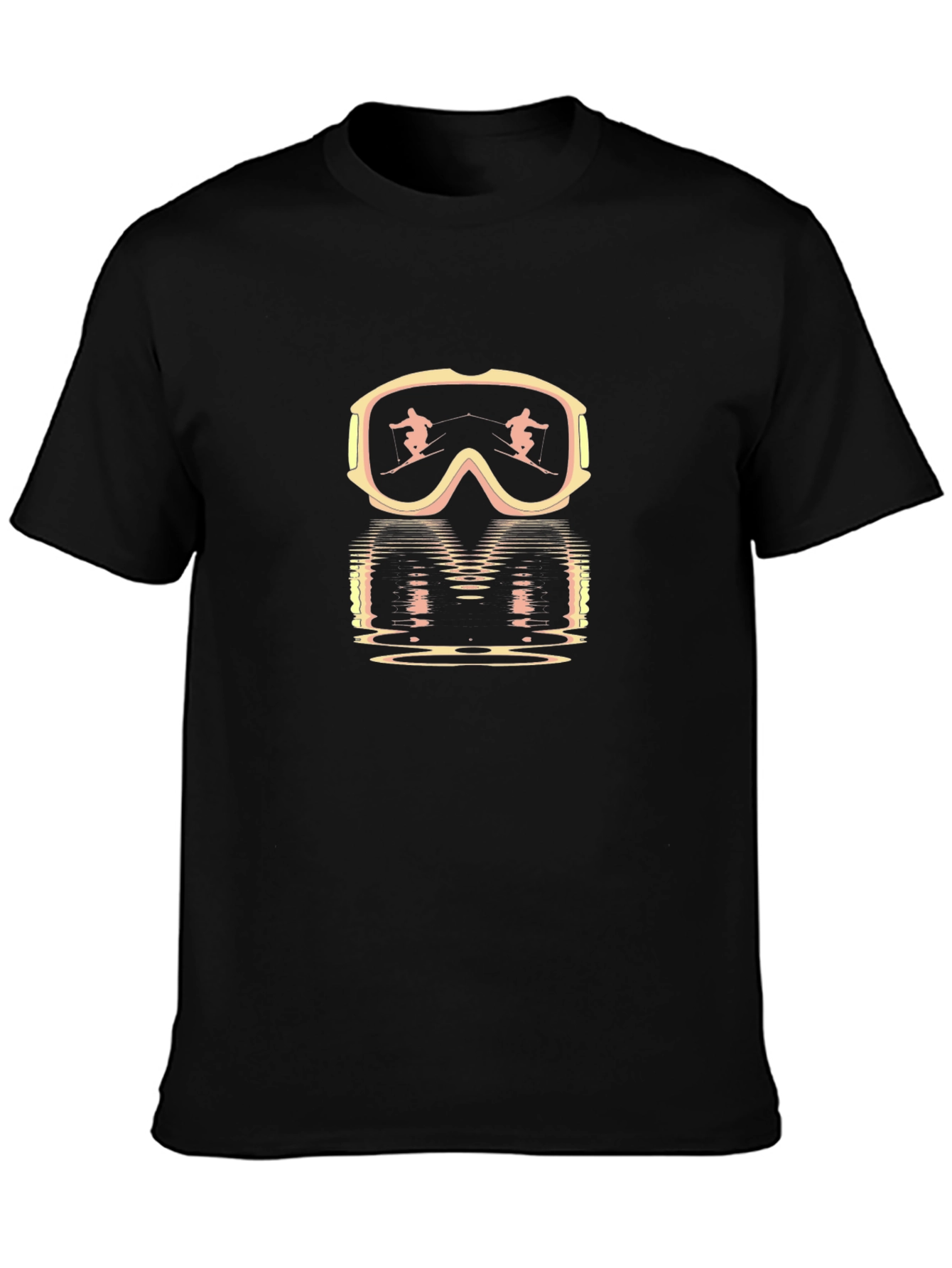 Ski Goggles Reflection Graphic Tee - Black Cotton