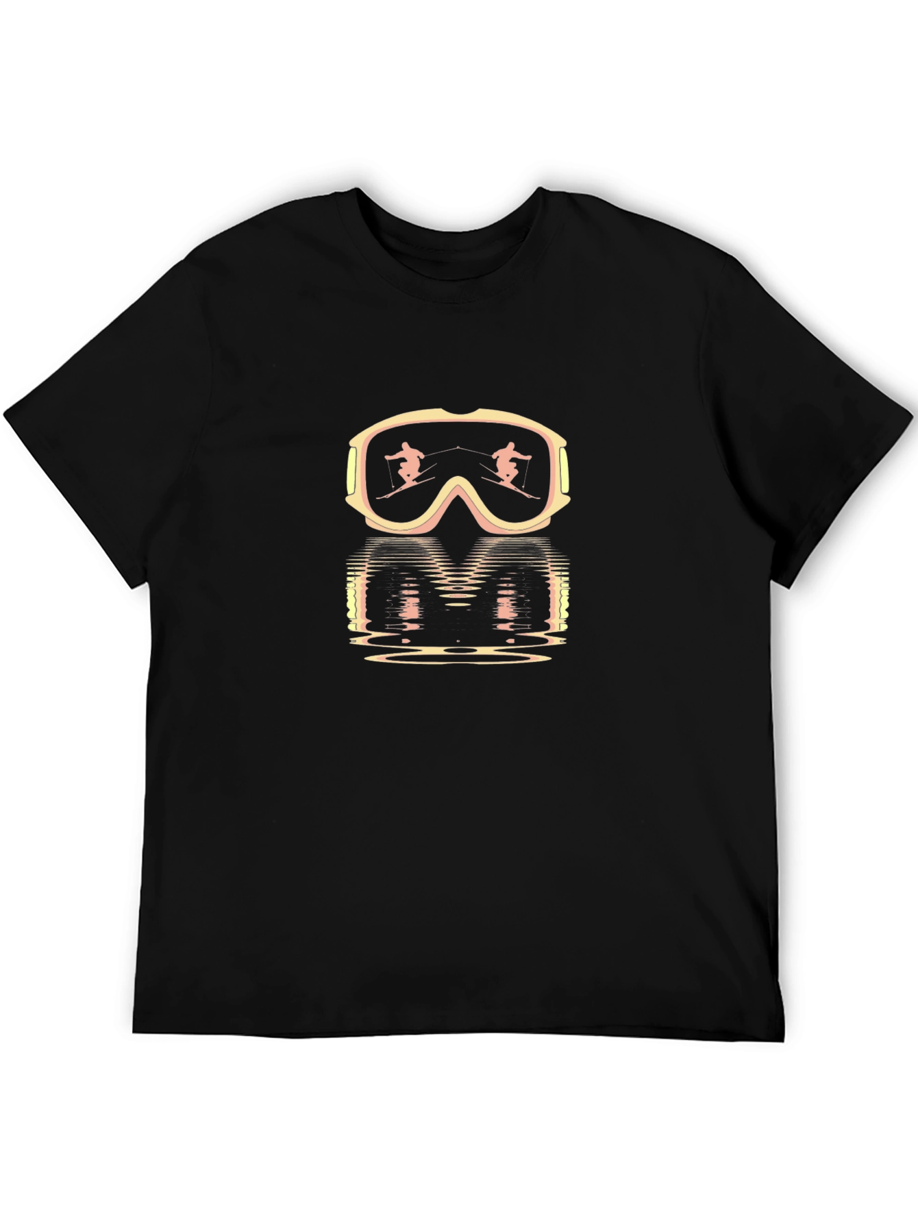 Ski Goggles Reflection Graphic Tee - Black Cotton