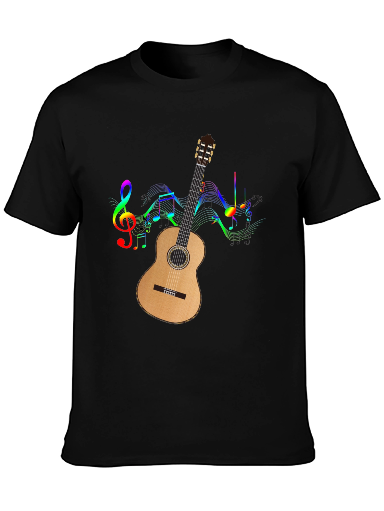 Musical Guitar Graphic Tee - Mens Black T-Shirt