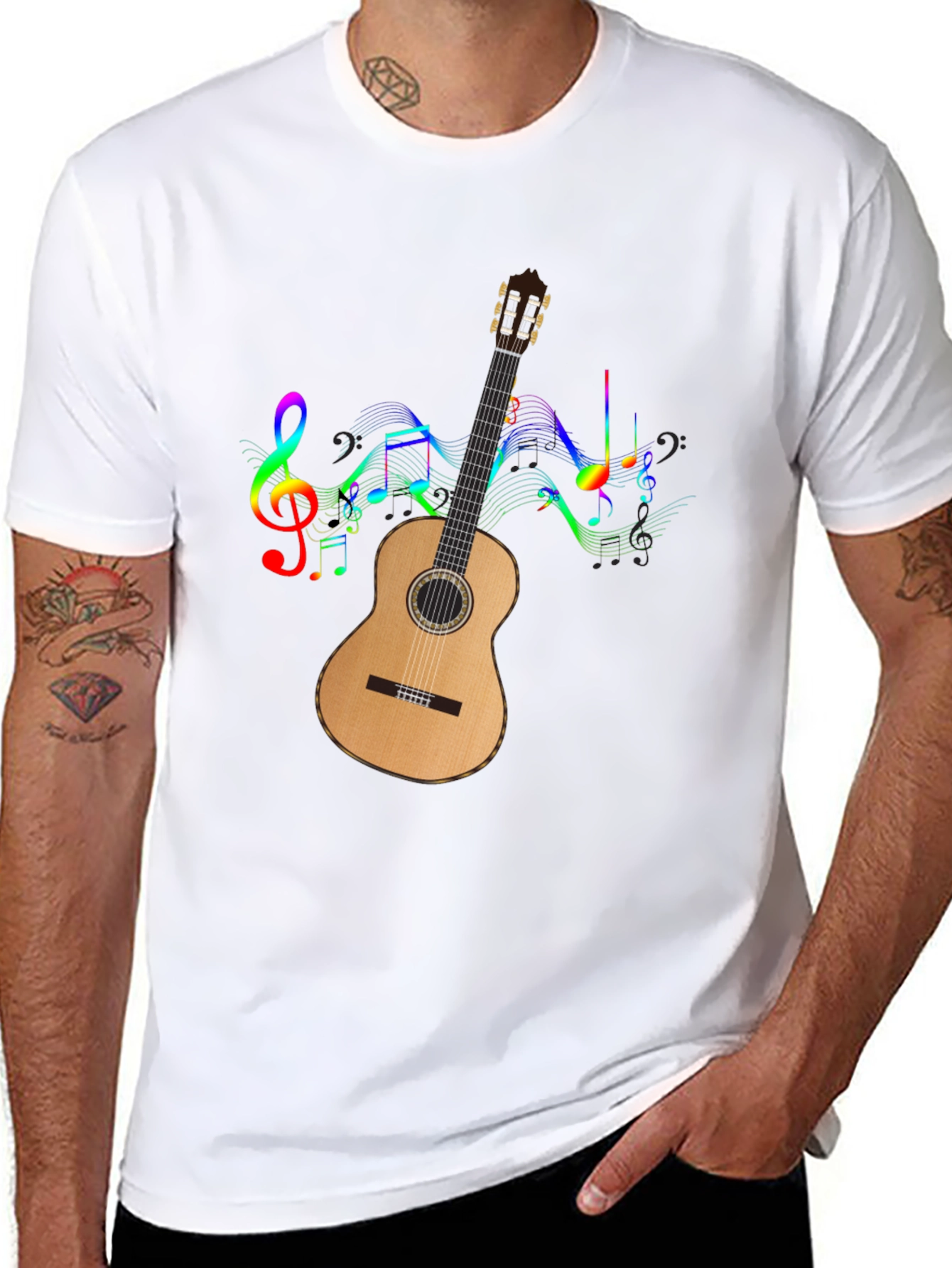 Musical Guitar Graphic Tee - Mens Black T-Shirt