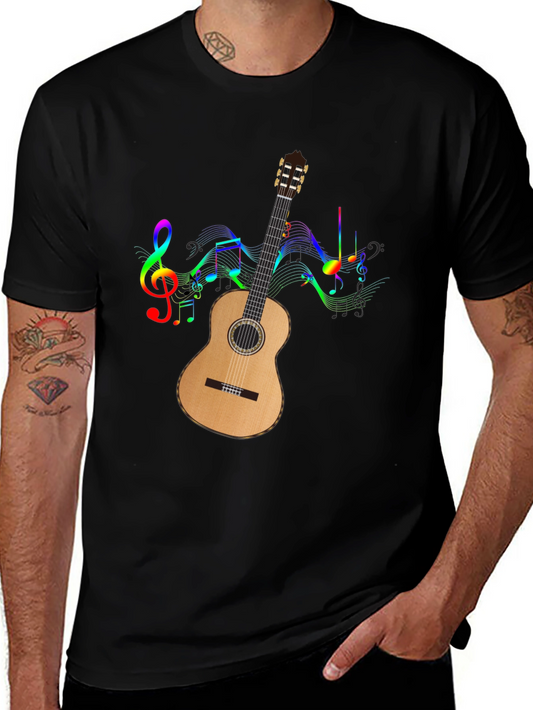 Musical Guitar Graphic Tee - Mens Black T-Shirt