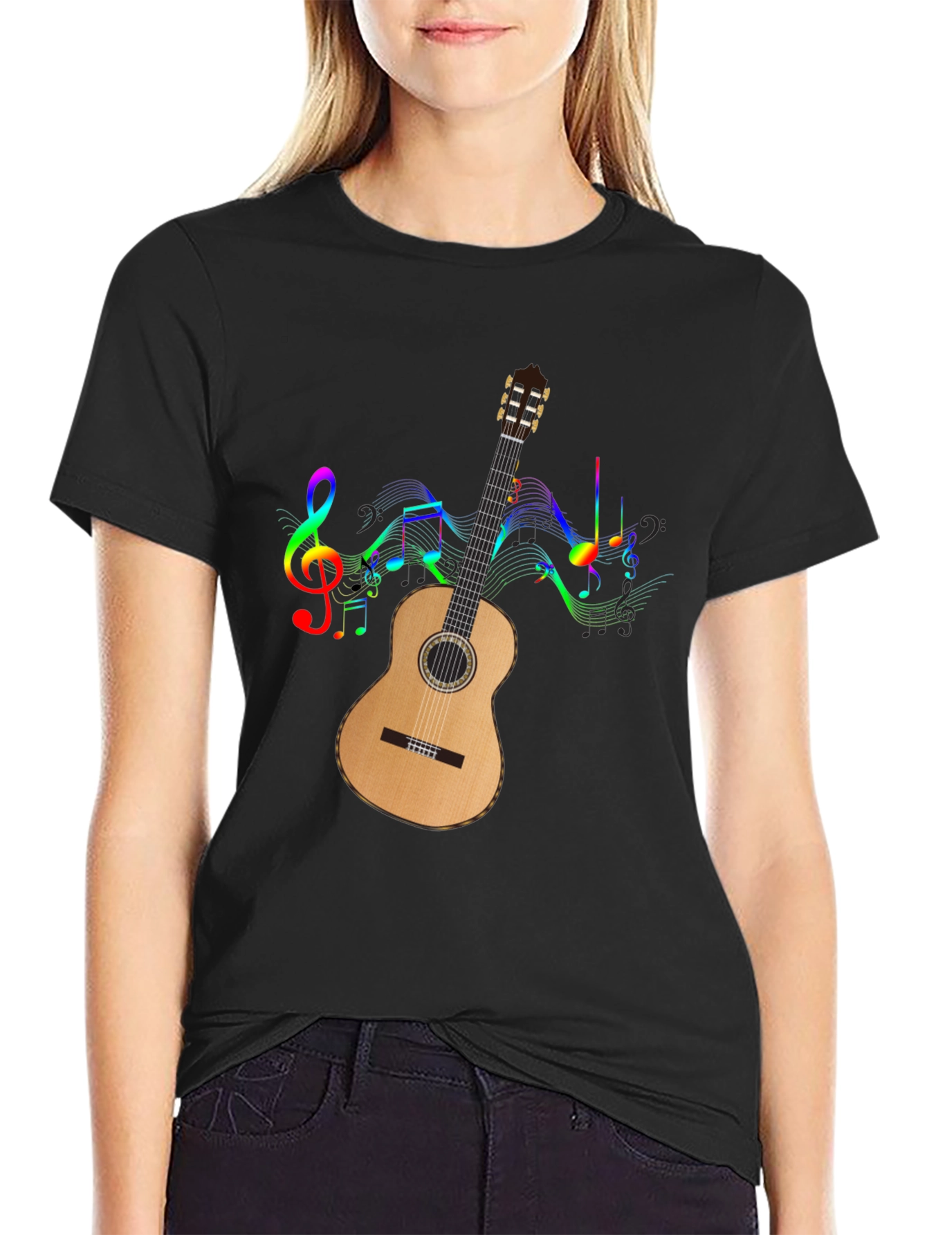 Musical Guitar Graphic Tee - Mens Black T-Shirt