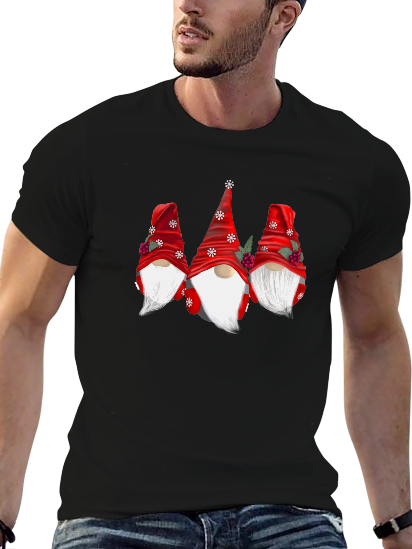 Festive Gnome Graphic Tee - Holiday Cheer