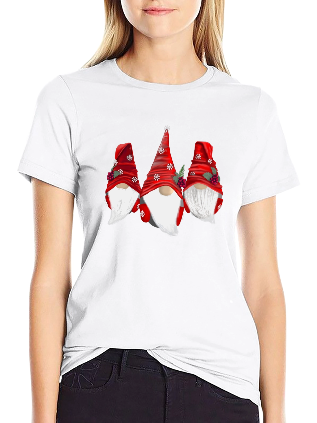 Festive Gnome Graphic Tee - Holiday Cheer