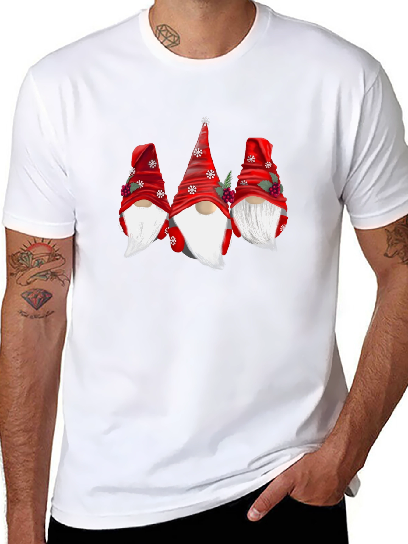 Festive Gnome Graphic Tee - Holiday Cheer
