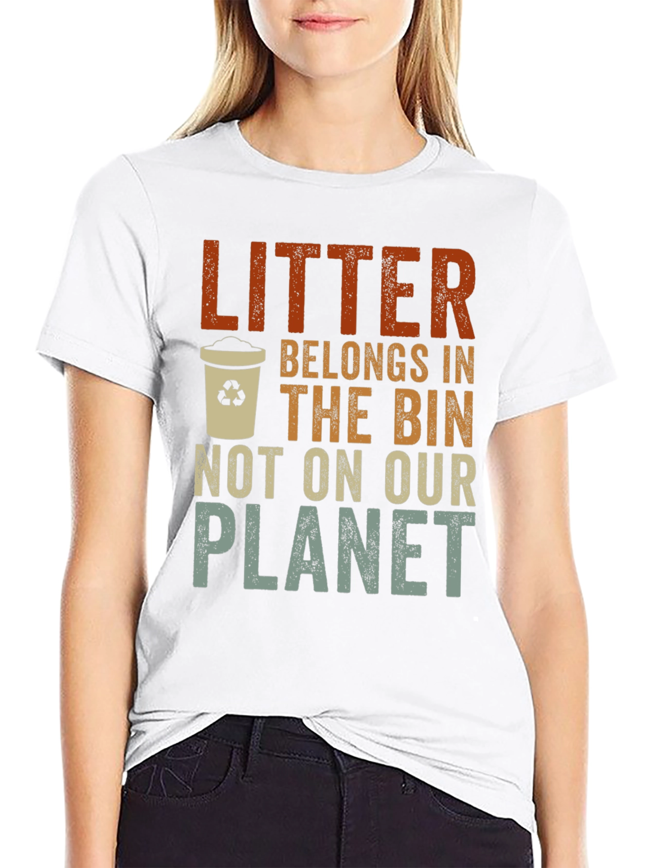 Litter Belongs In The Bin Graphic T-Shirt