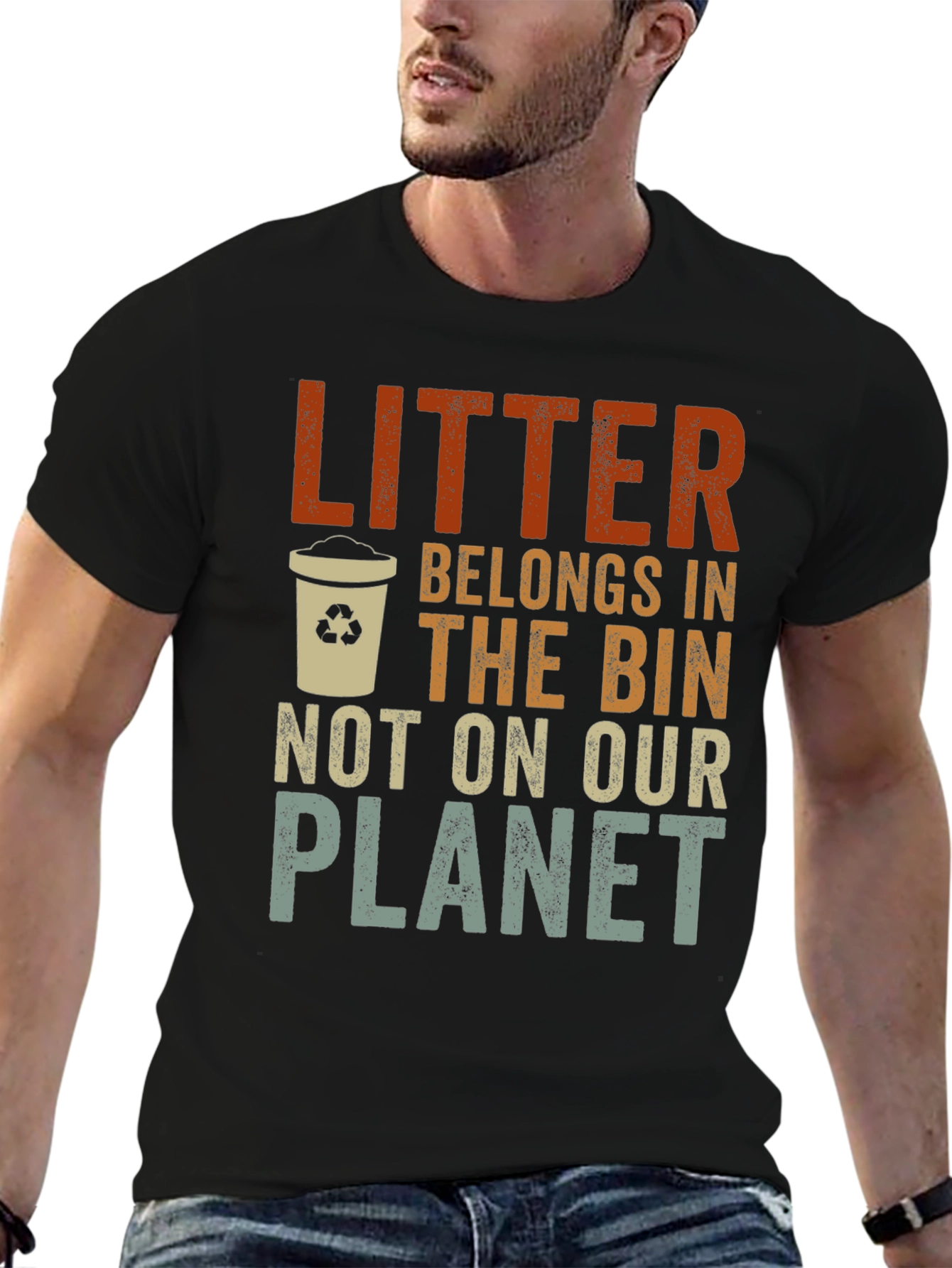 Litter Belongs In The Bin Graphic T-Shirt