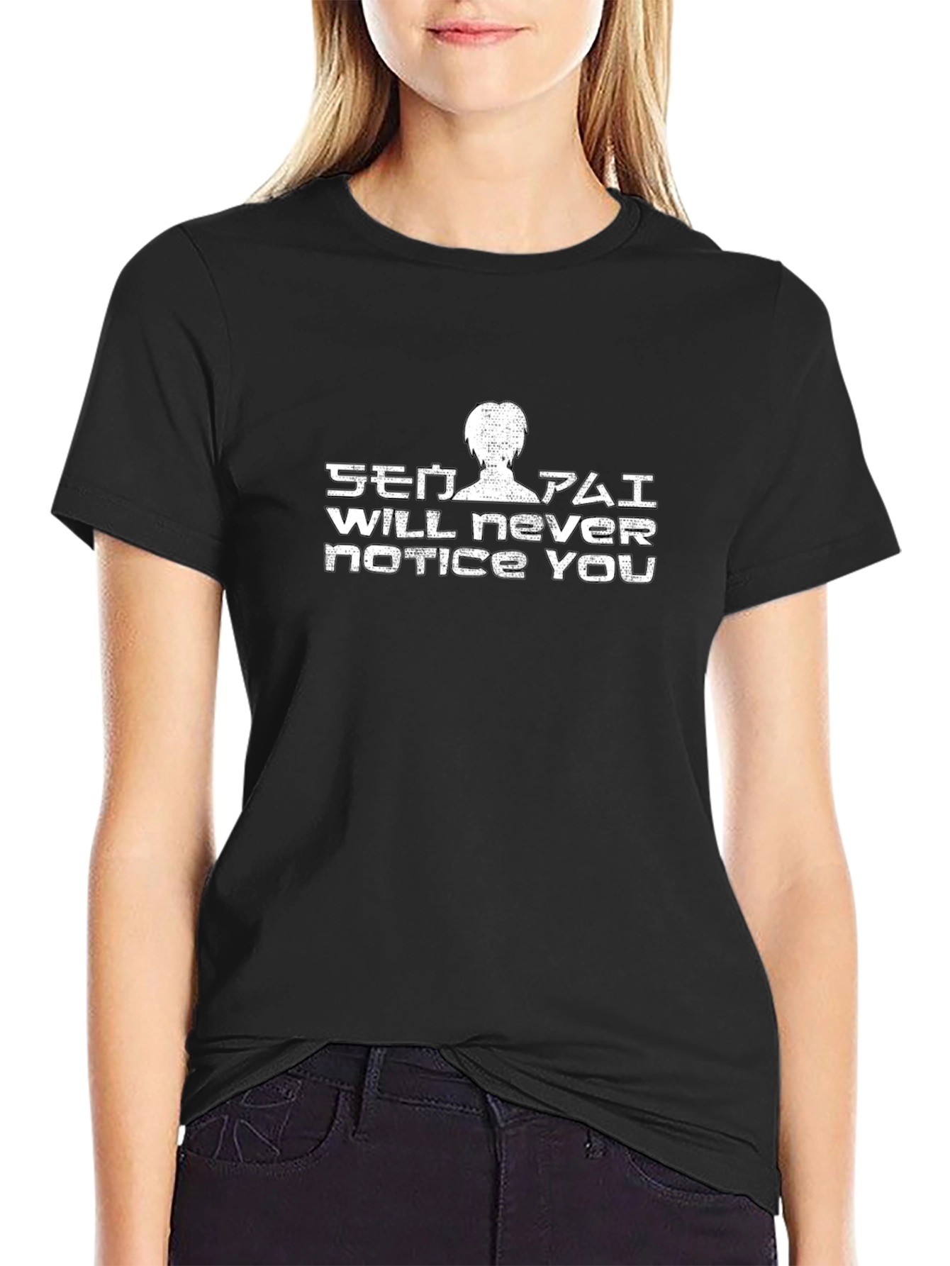 Senpai Will Never Notice You Black T-Shirt
