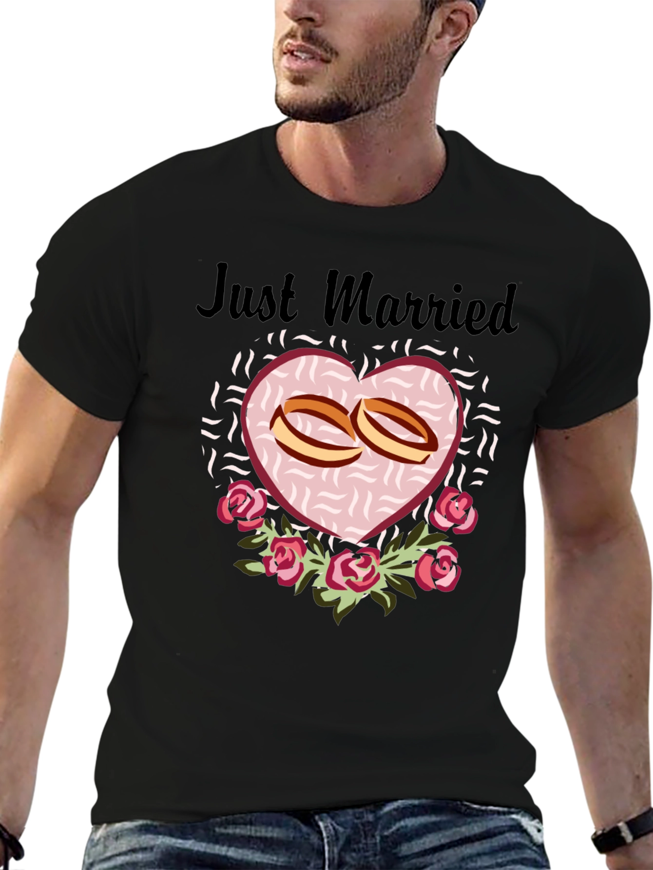 Just Married Graphic Tee - Black