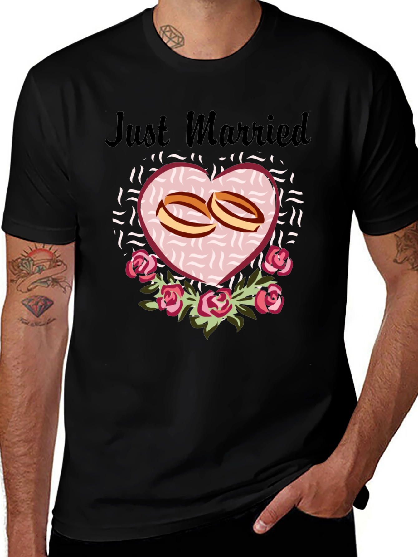 Just Married Graphic Tee - Black