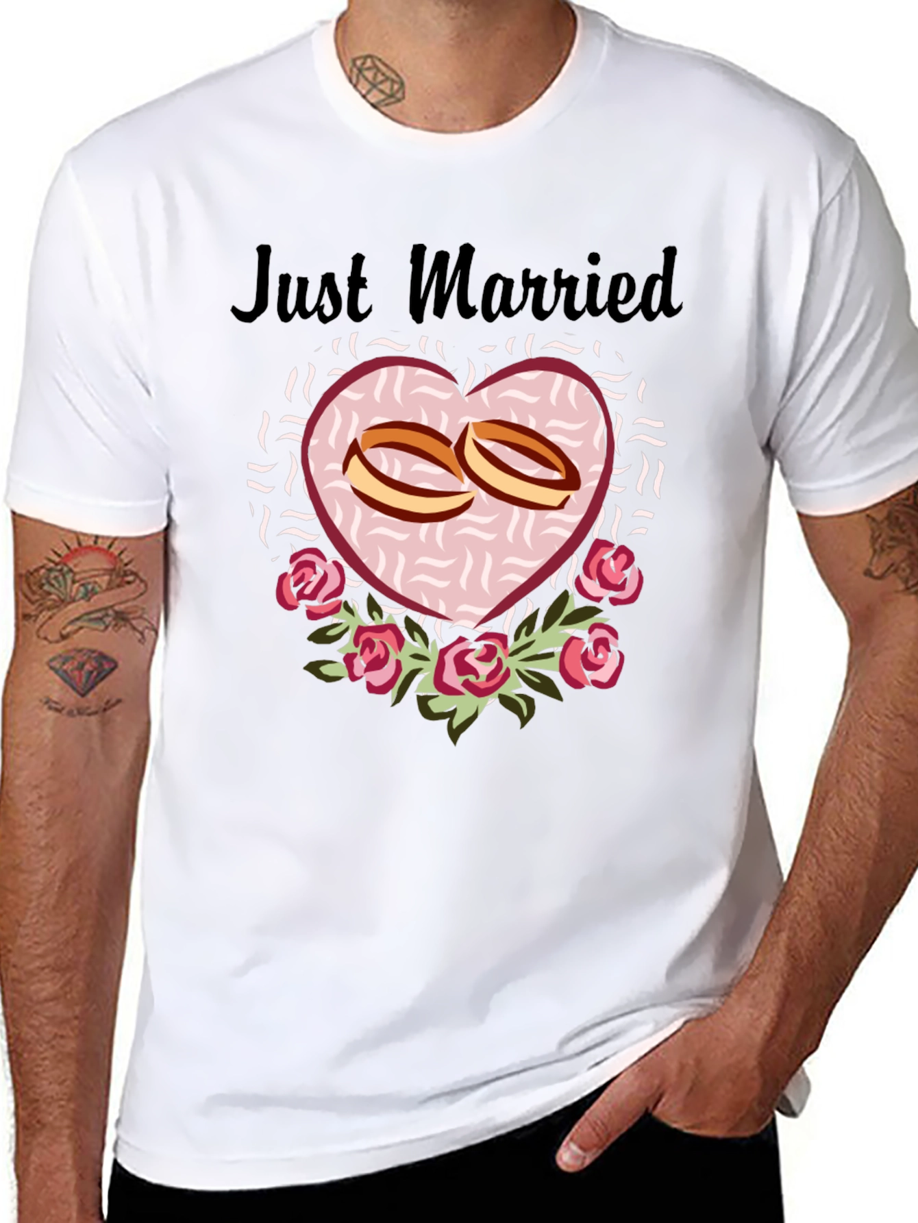 Just Married Graphic Tee - Black