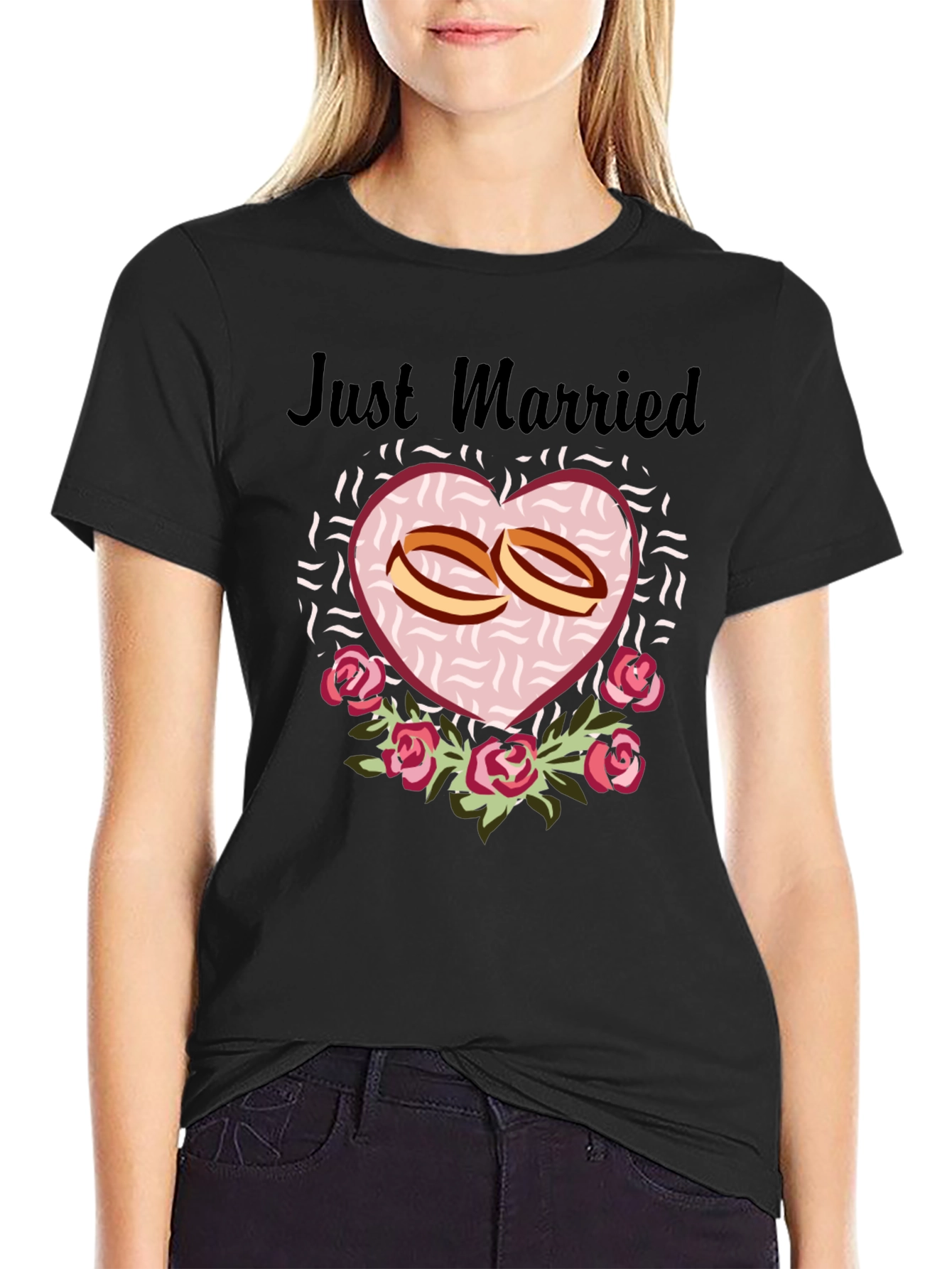 Just Married Graphic Tee - Black