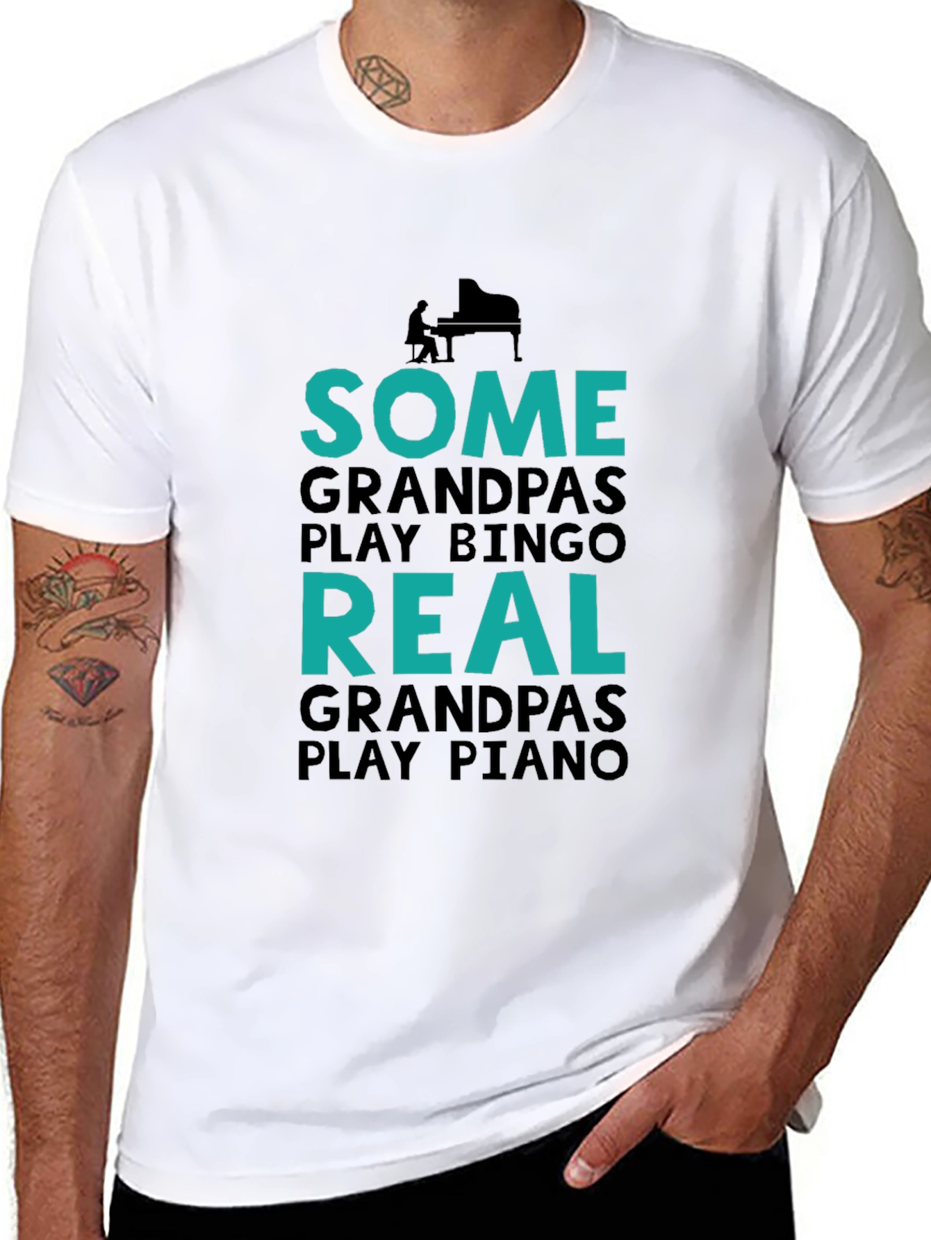 Real Grandpas Play Piano Graphic Tee