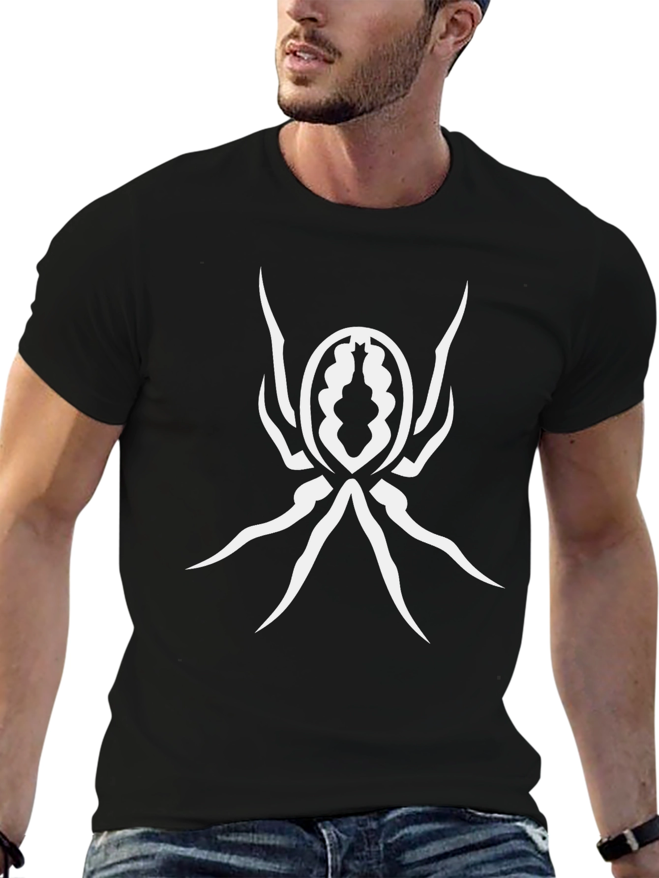 Spider Graphic Print Black T-Shirt