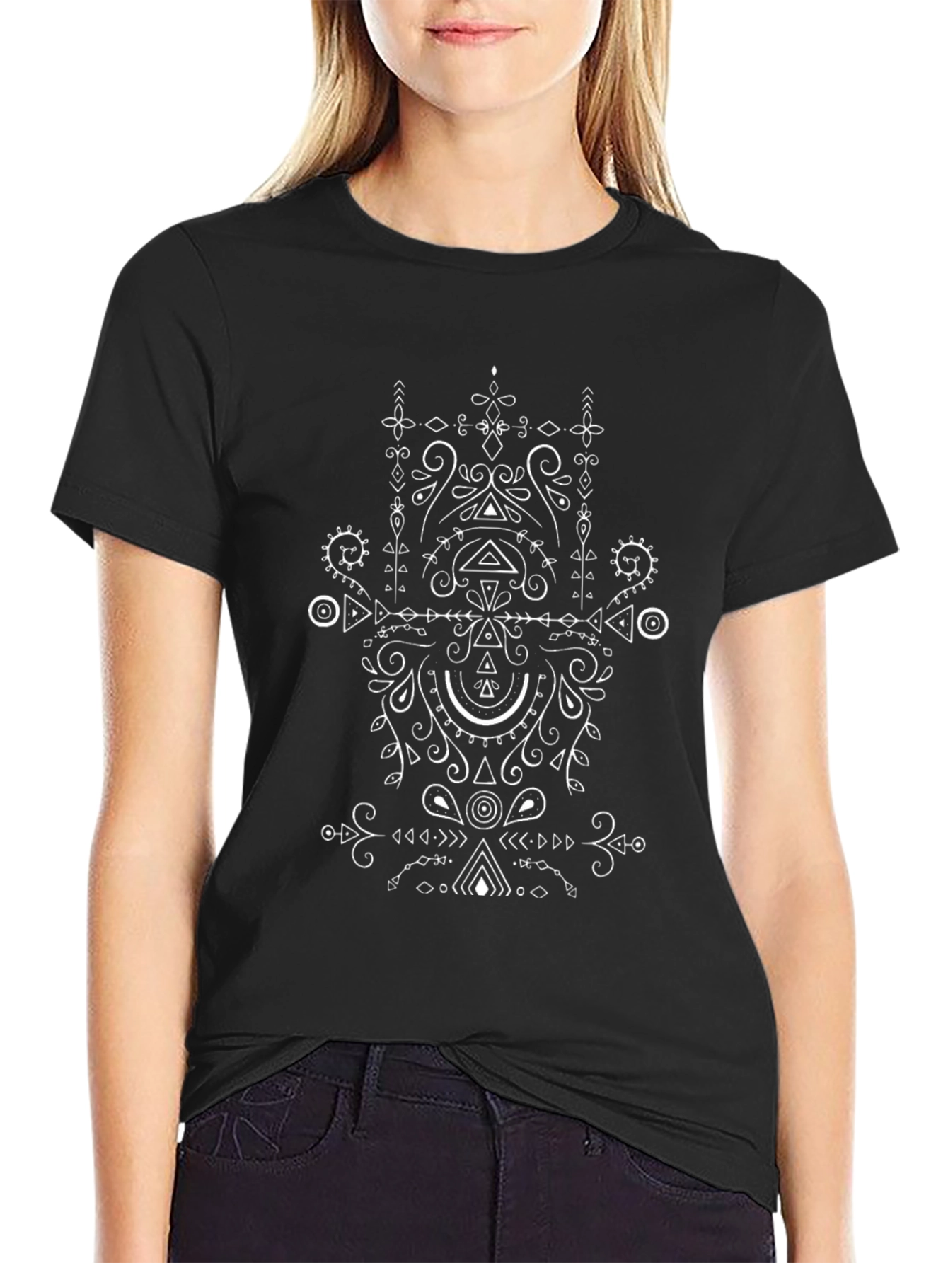 Abstract Geometric T-Shirt - Black
